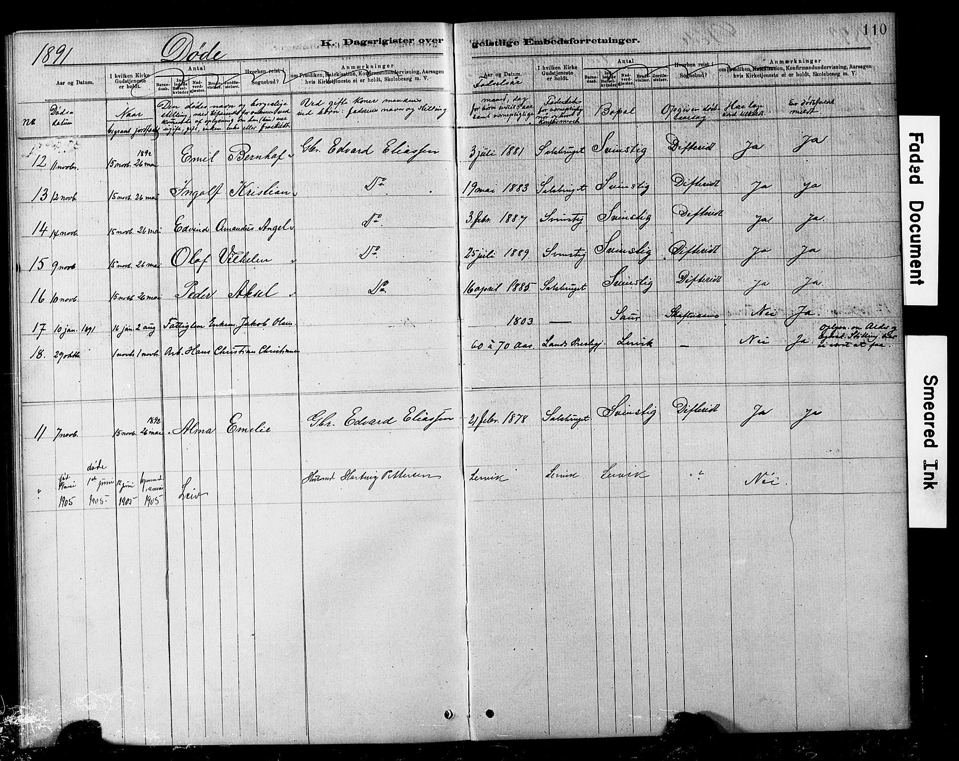 Ministerialprotokoller, klokkerbøker og fødselsregistre - Nord-Trøndelag, SAT/A-1458/783/L0661: Parish register (copy) no. 783C01, 1878-1893, p. 110