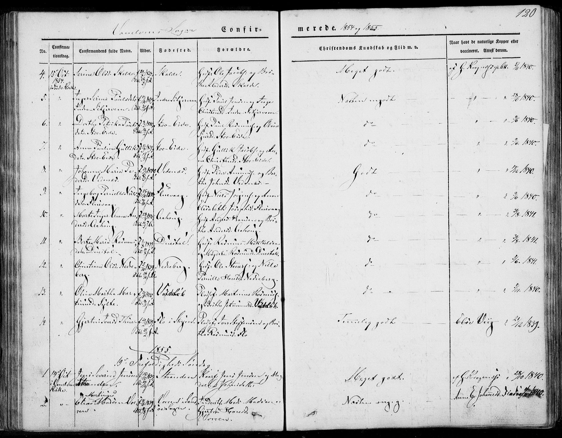 Ministerialprotokoller, klokkerbøker og fødselsregistre - Møre og Romsdal, SAT/A-1454/501/L0006: Parish register (official) no. 501A06, 1844-1868, p. 120