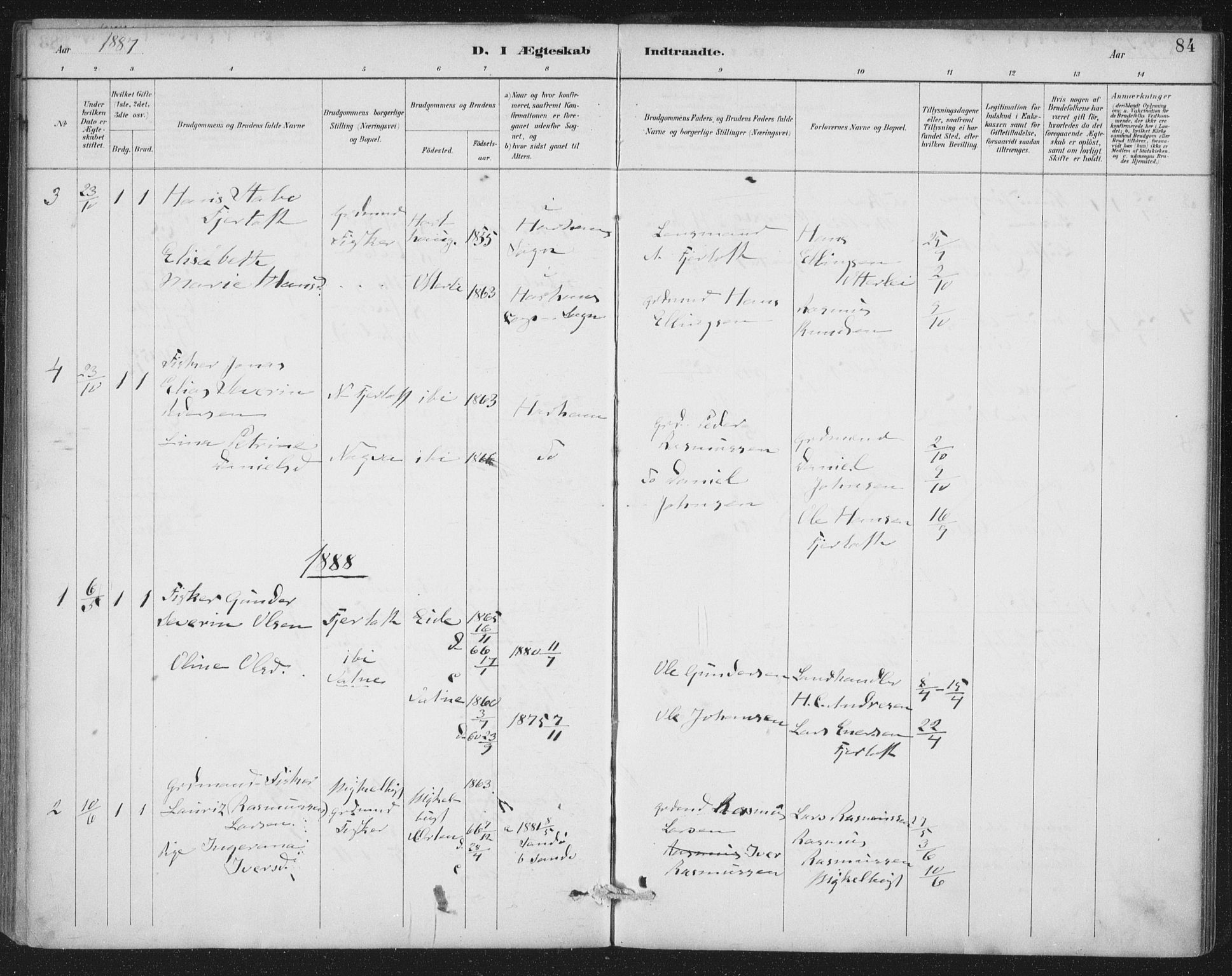 Ministerialprotokoller, klokkerbøker og fødselsregistre - Møre og Romsdal, SAT/A-1454/538/L0522: Parish register (official) no. 538A01, 1884-1913, p. 84
