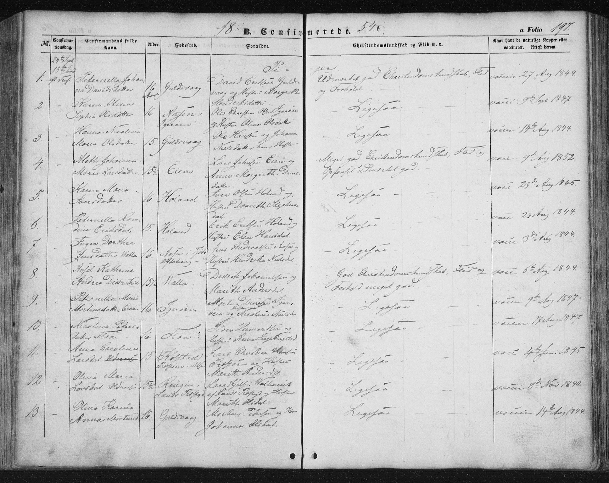 Ministerialprotokoller, klokkerbøker og fødselsregistre - Nordland, AV/SAT-A-1459/816/L0240: Parish register (official) no. 816A06, 1846-1870, p. 197