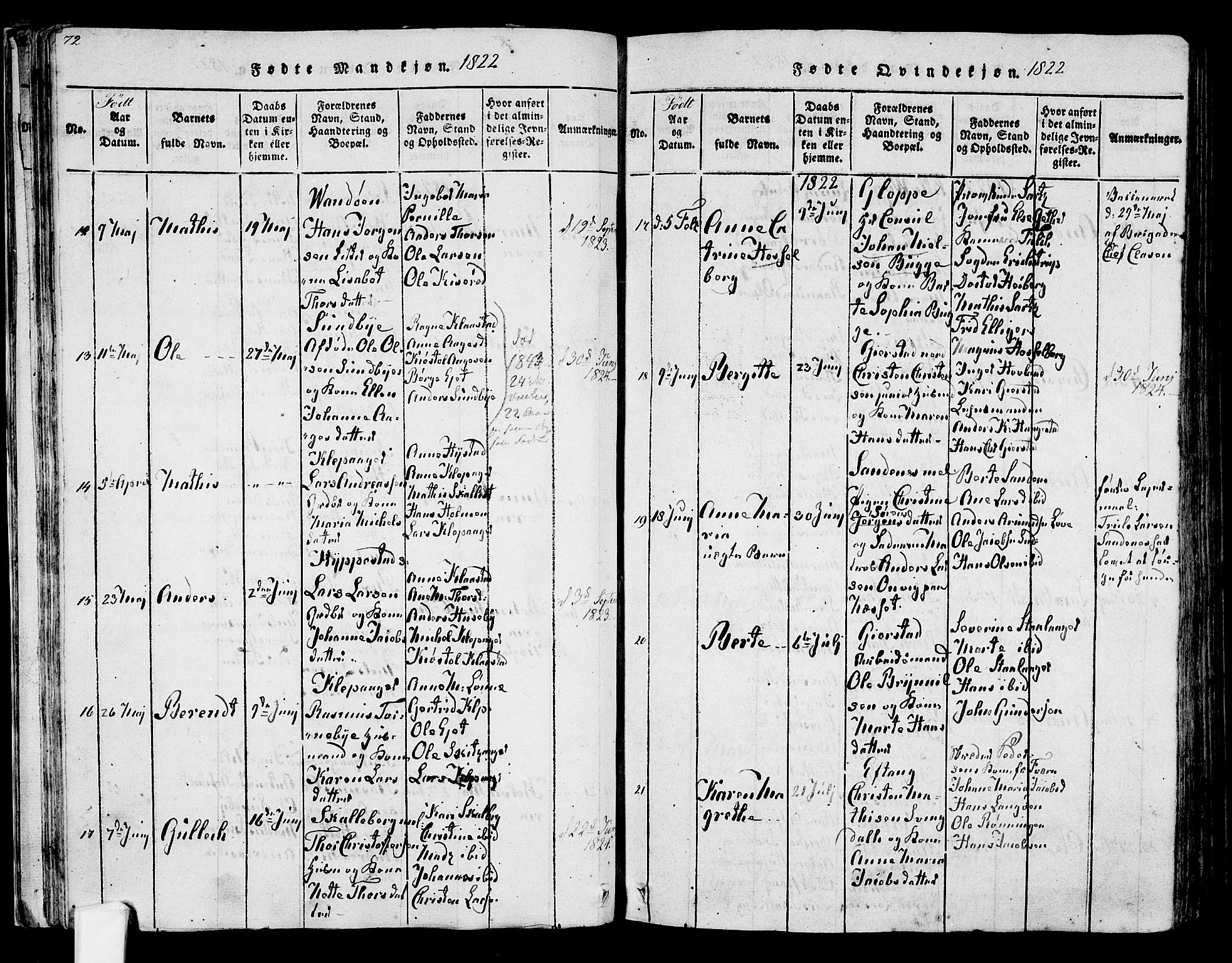 Tjølling kirkebøker, SAKO/A-60/F/Fa/L0005: Parish register (official) no. 5, 1814-1836, p. 72-73