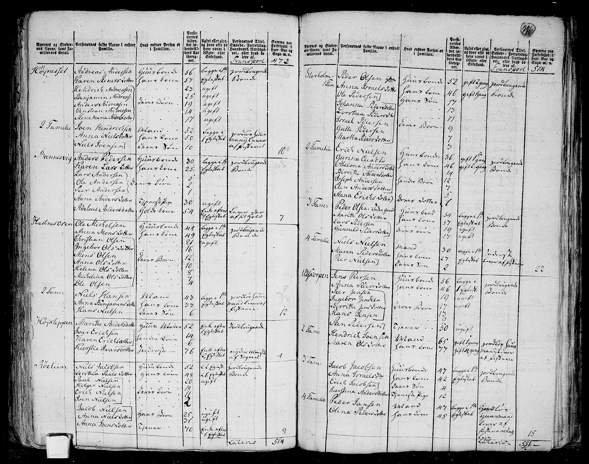 RA, 1801 census for 1833P Rana, 1801, p. 225b-226a