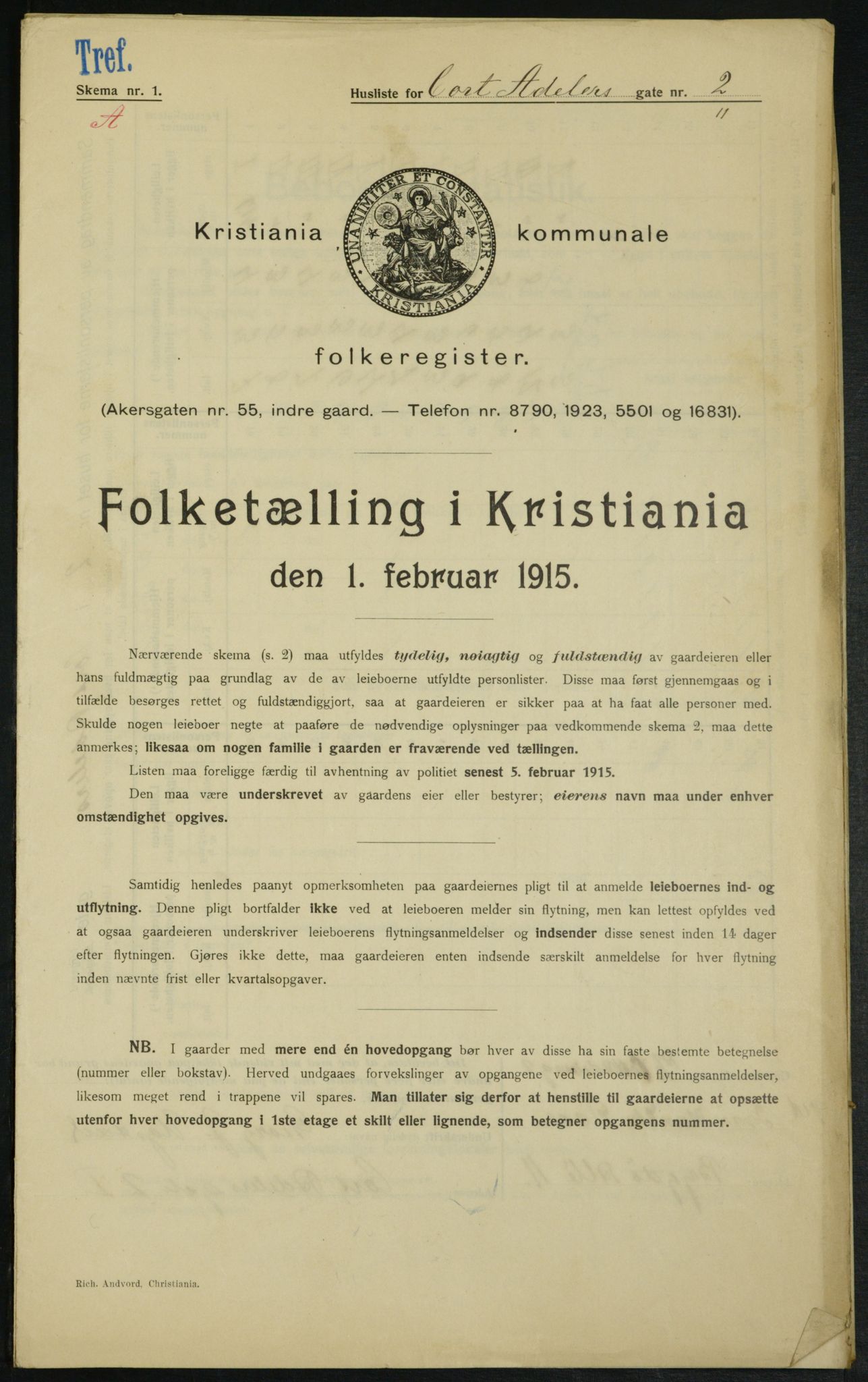 OBA, Municipal Census 1915 for Kristiania, 1915, p. 13609