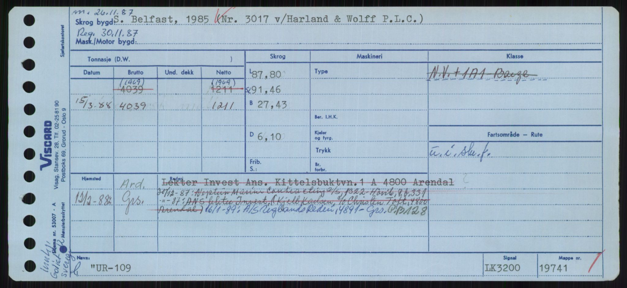 Sjøfartsdirektoratet med forløpere, Skipsmålingen, AV/RA-S-1627/H/Hc/L0001: Lektere, A-Y, p. 611