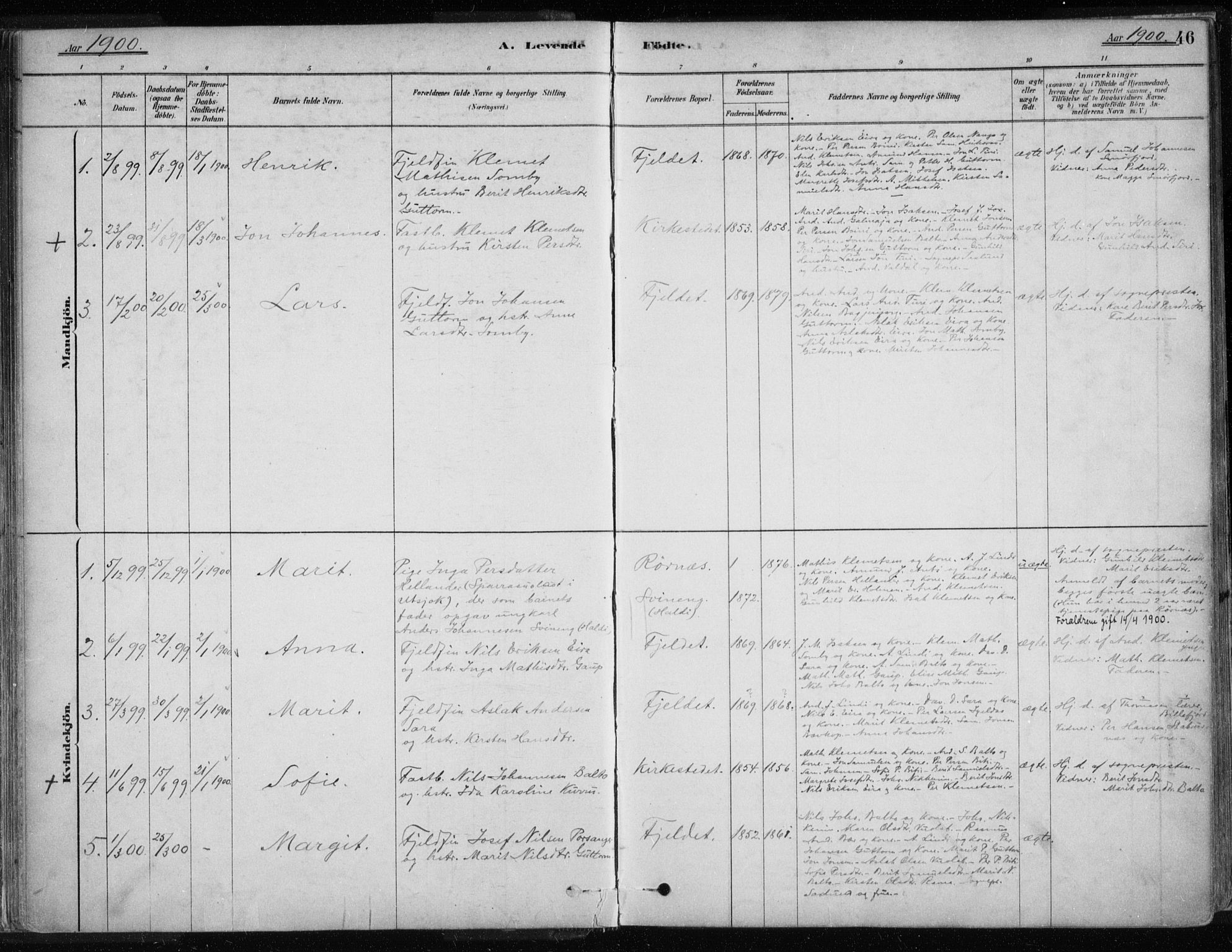 Karasjok sokneprestkontor, SATØ/S-1352/H/Ha/L0002kirke: Parish register (official) no. 2, 1885-1906, p. 46
