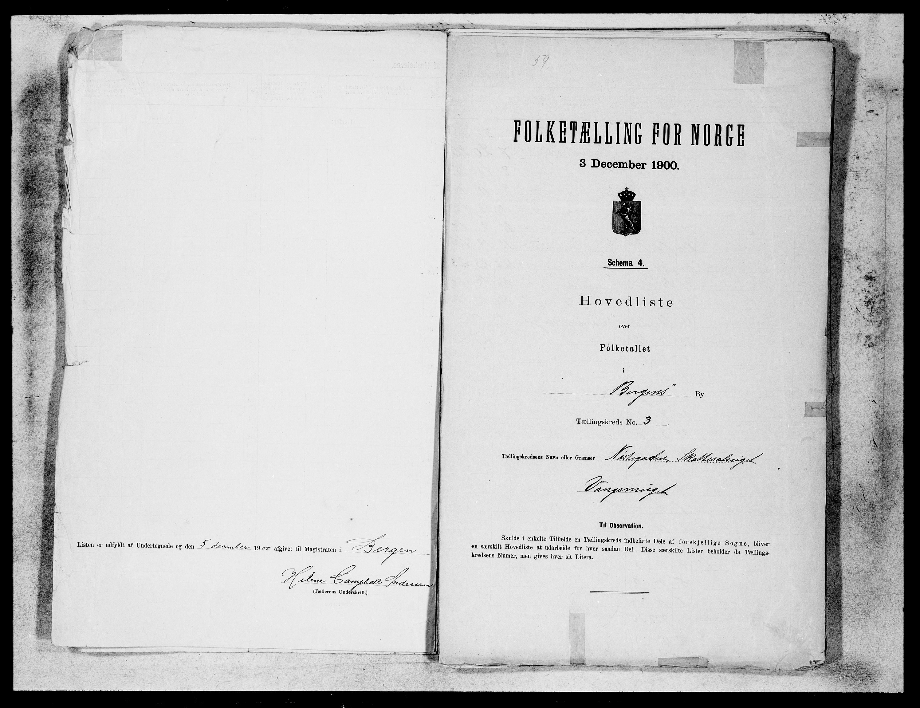 SAB, 1900 census for Bergen, 1900, p. 5