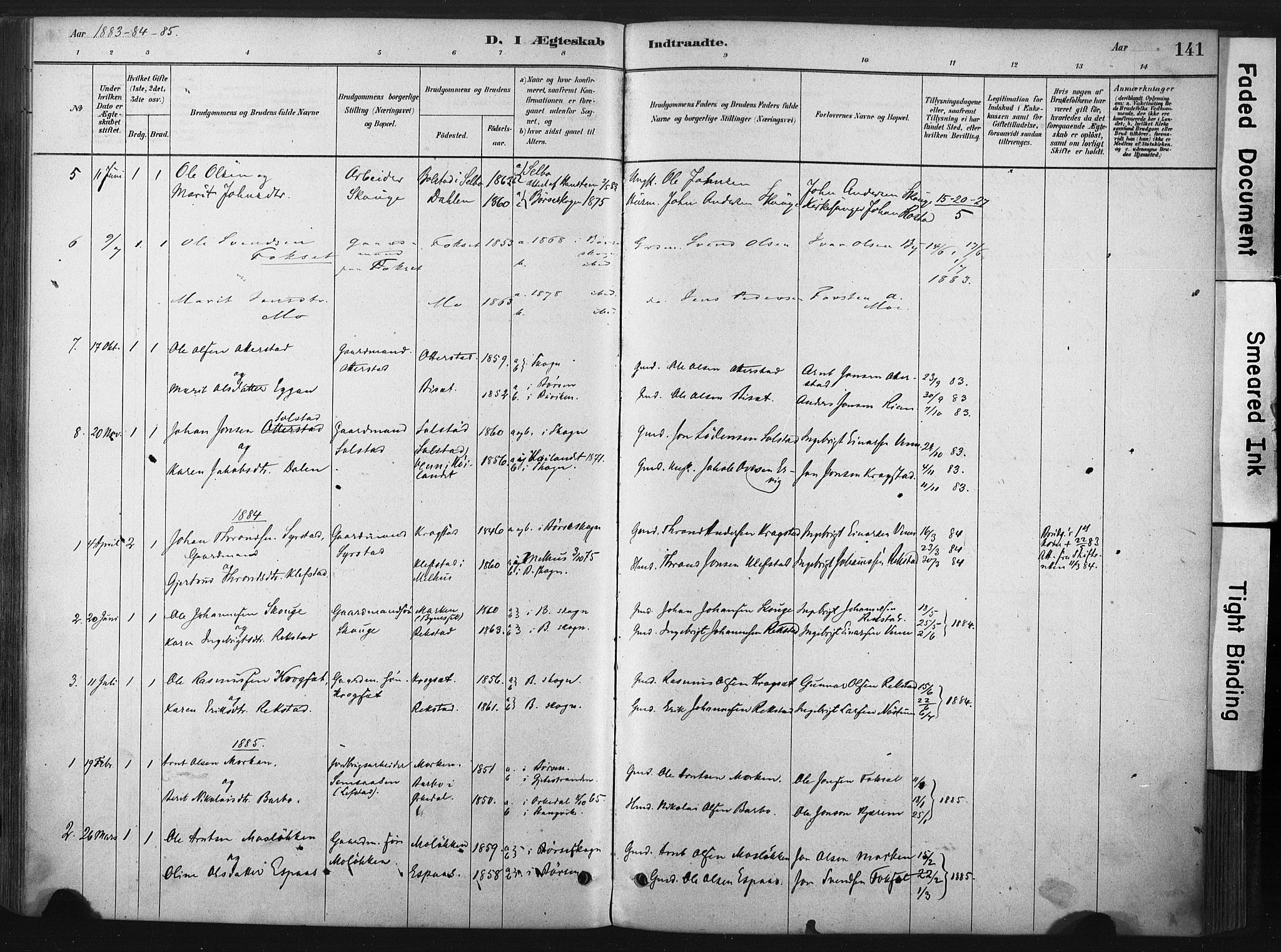Ministerialprotokoller, klokkerbøker og fødselsregistre - Sør-Trøndelag, SAT/A-1456/667/L0795: Parish register (official) no. 667A03, 1879-1907, p. 141