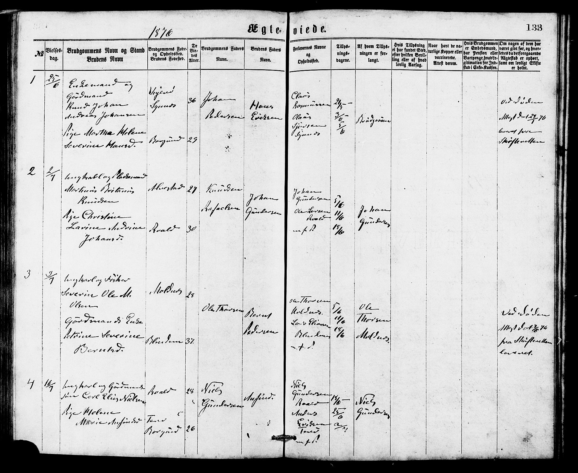 Ministerialprotokoller, klokkerbøker og fødselsregistre - Møre og Romsdal, SAT/A-1454/537/L0521: Parish register (copy) no. 537C02, 1869-1888, p. 133