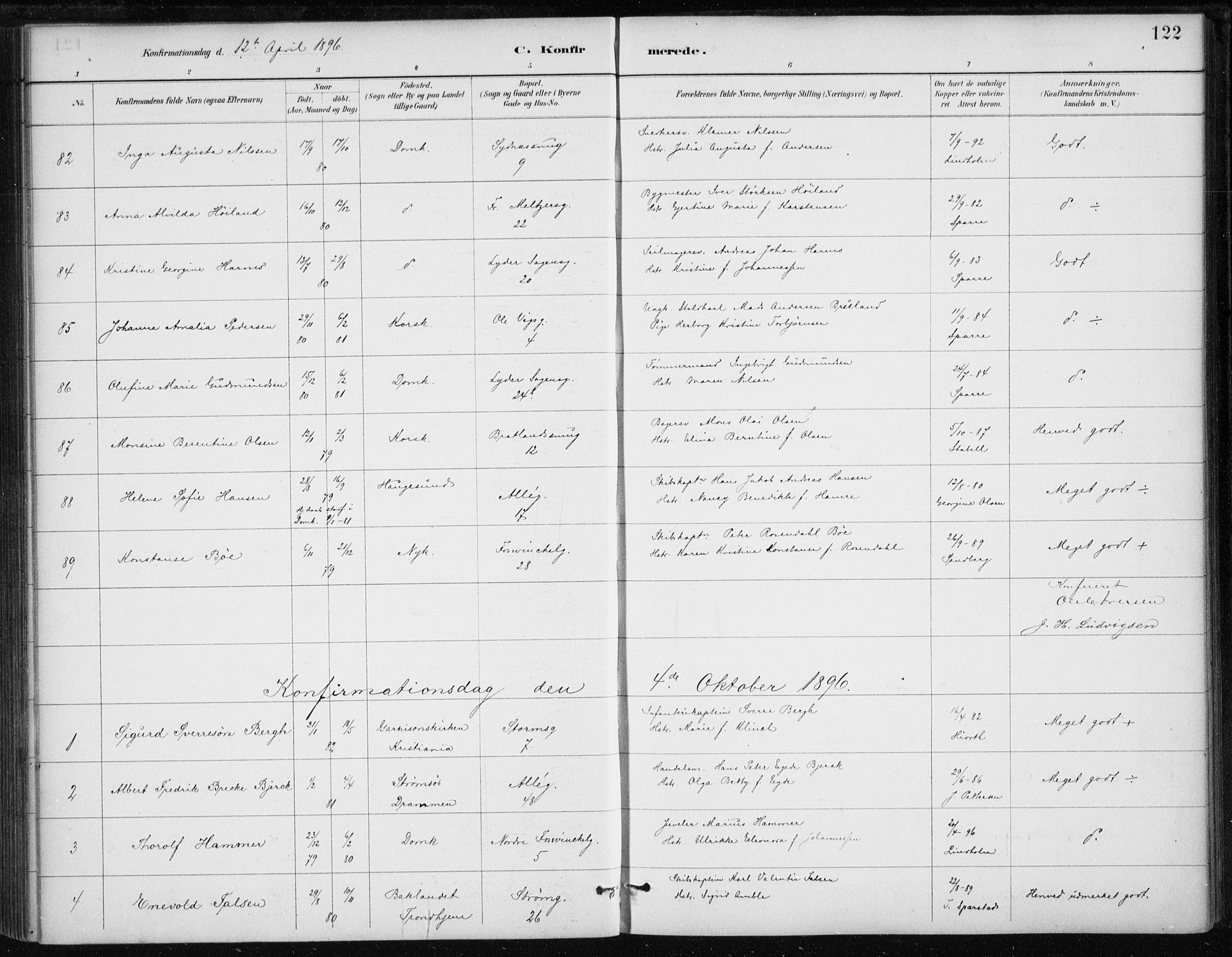 Johanneskirken sokneprestembete, AV/SAB-A-76001/H/Haa/L0008: Parish register (official) no. C 1, 1885-1907, p. 122