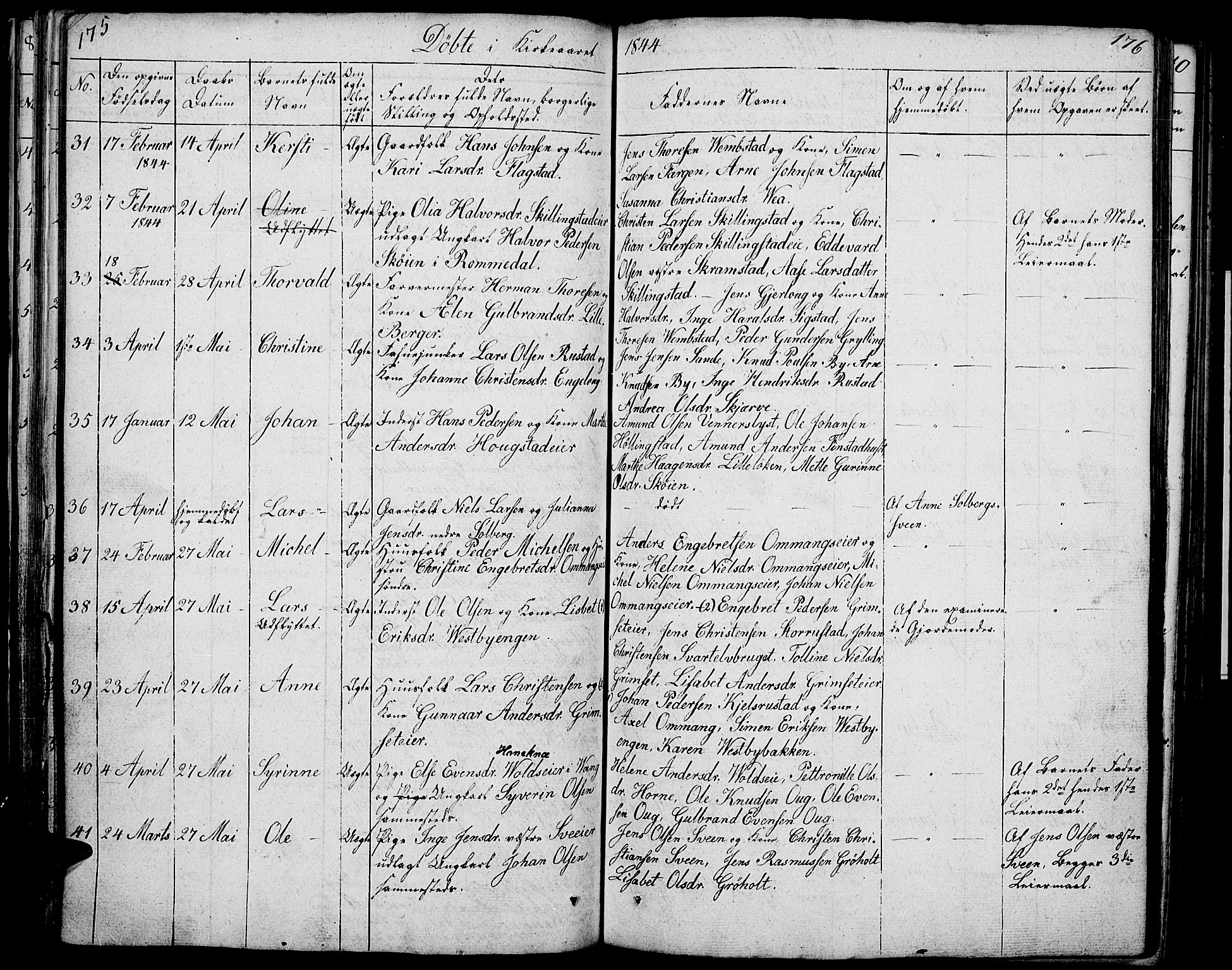 Løten prestekontor, AV/SAH-PREST-022/L/La/L0002: Parish register (copy) no. 2, 1832-1850, p. 175-176