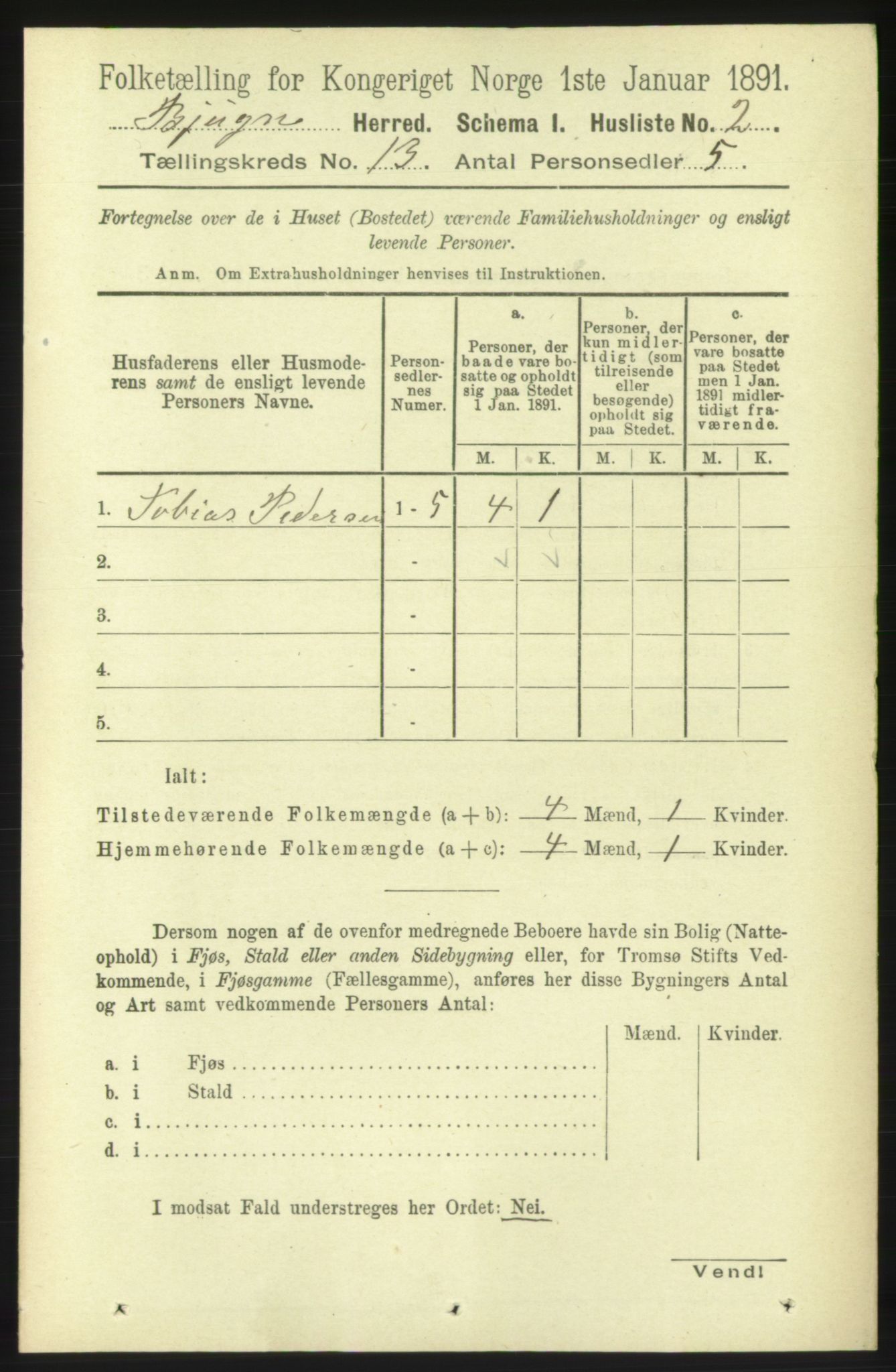 RA, 1891 census for 1627 Bjugn, 1891, p. 3732