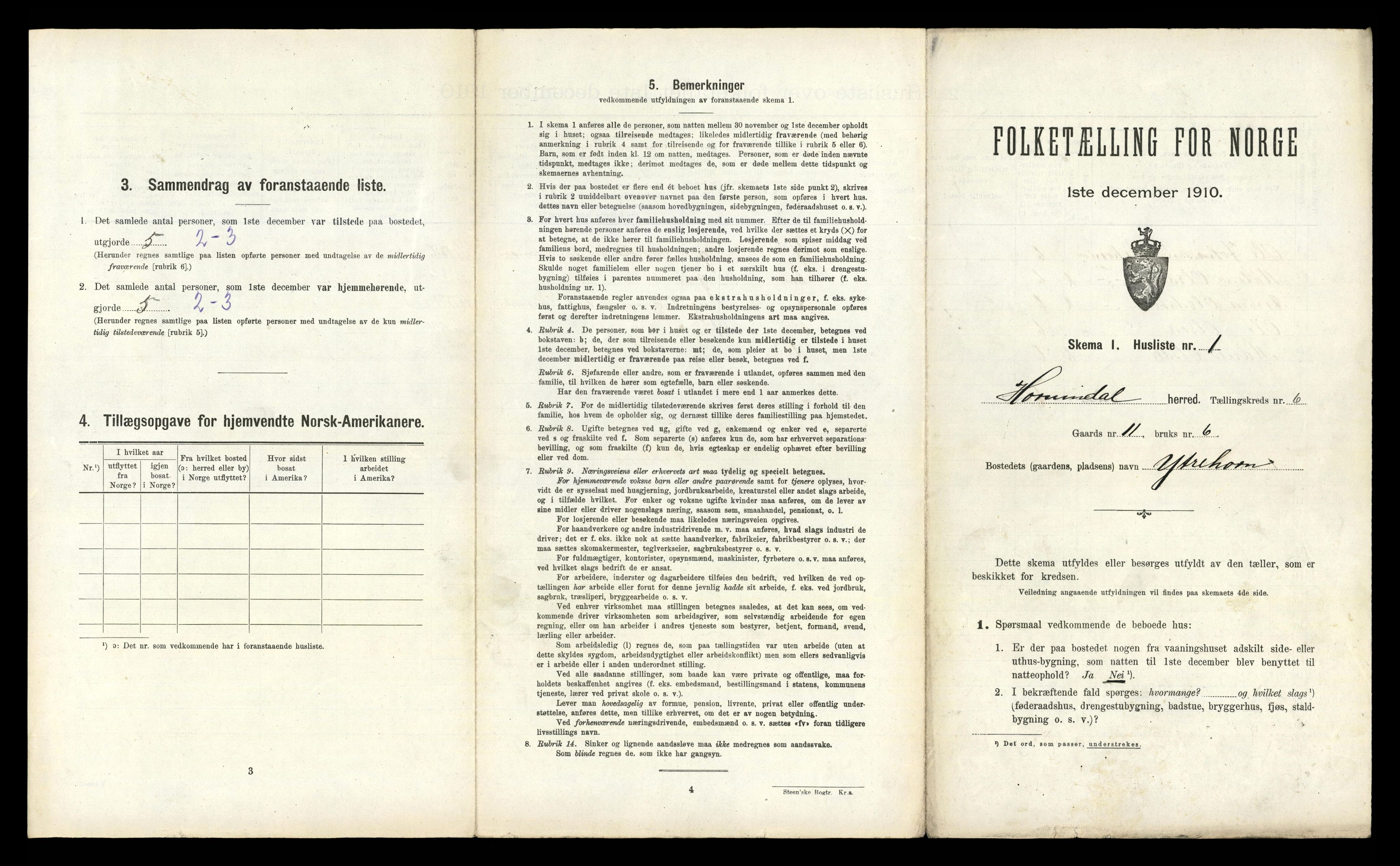 RA, 1910 census for Hornindal, 1910, p. 354