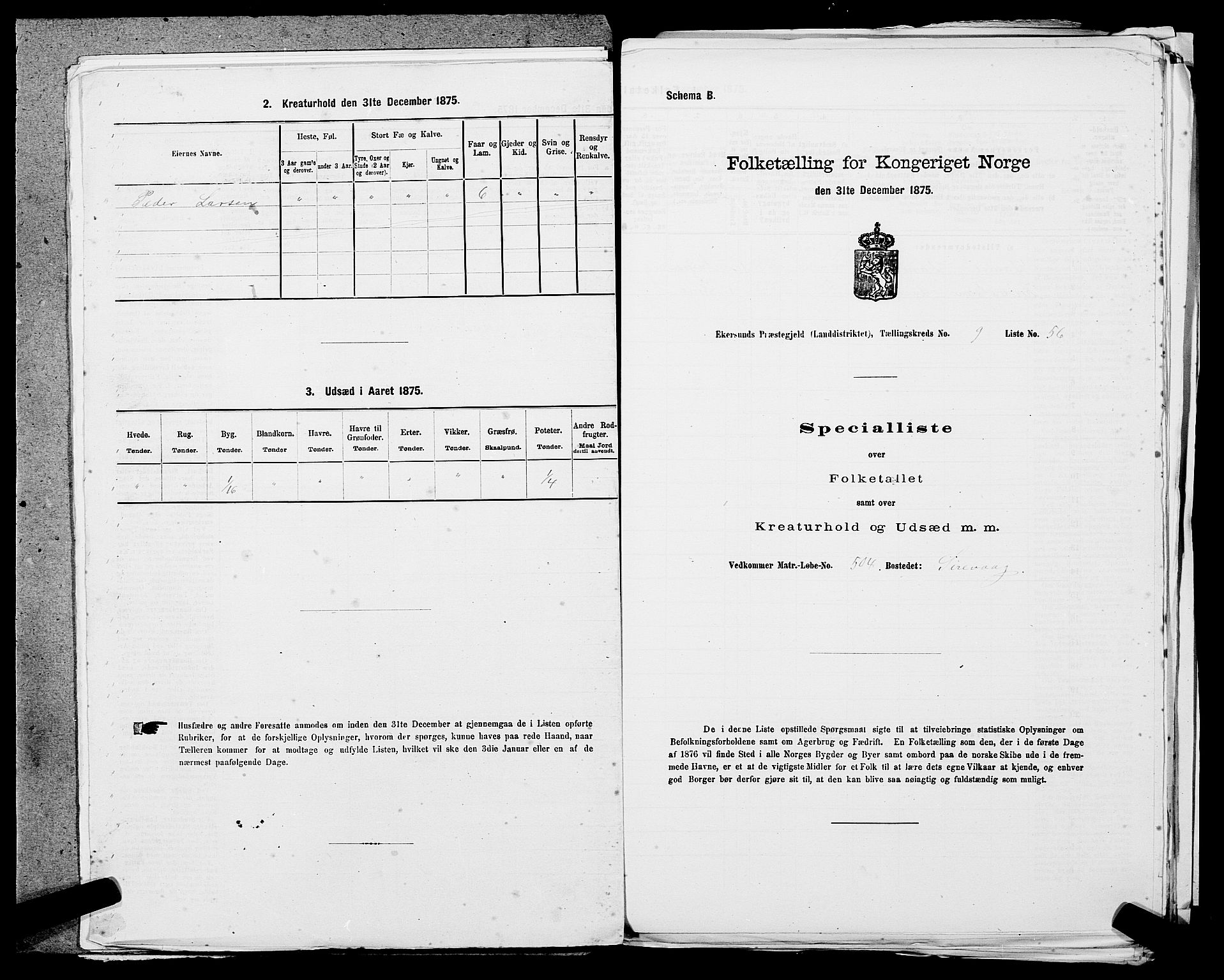 SAST, 1875 census for 1116L Eigersund/Eigersund og Ogna, 1875, p. 982