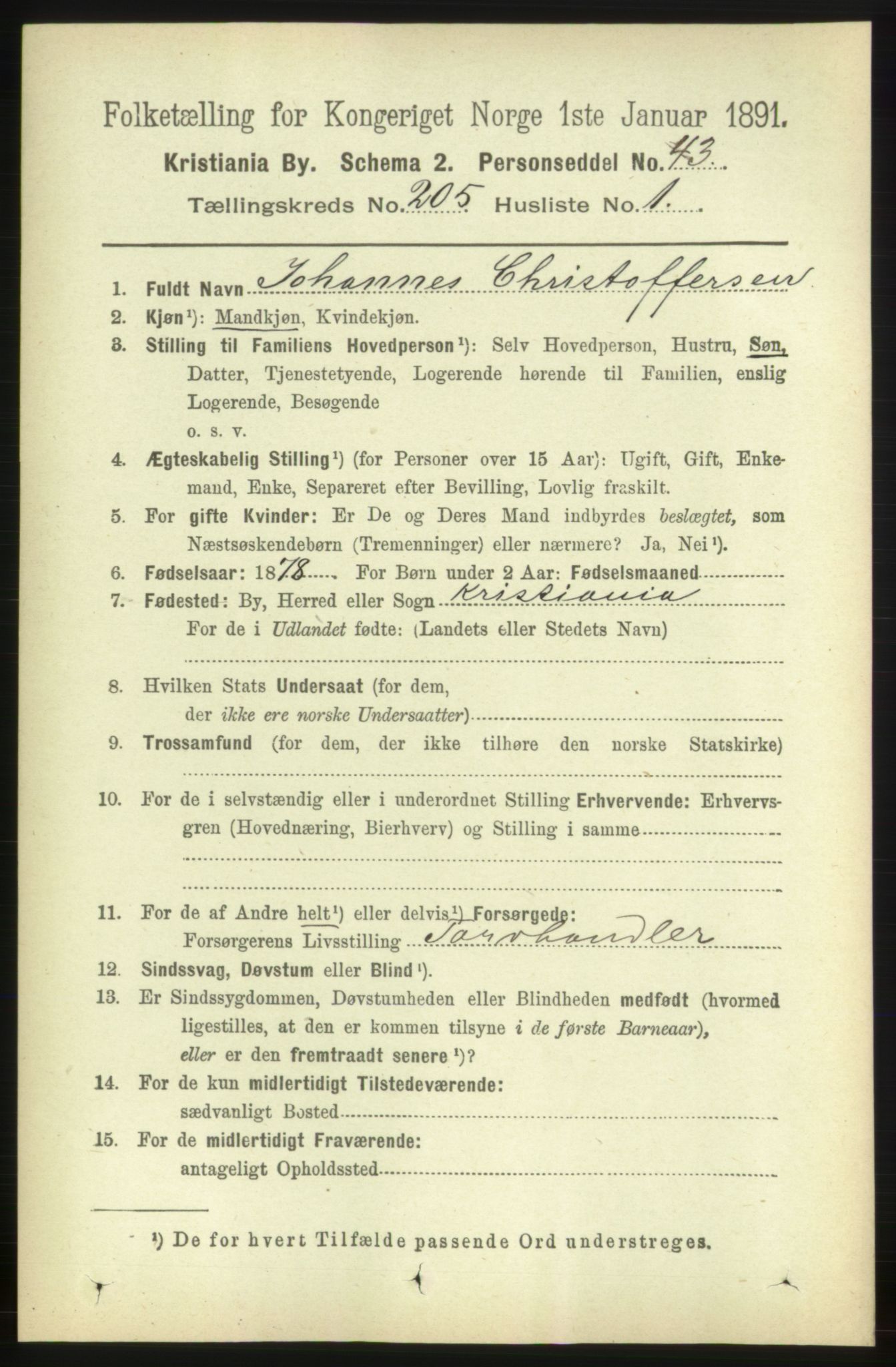 RA, 1891 census for 0301 Kristiania, 1891, p. 123372