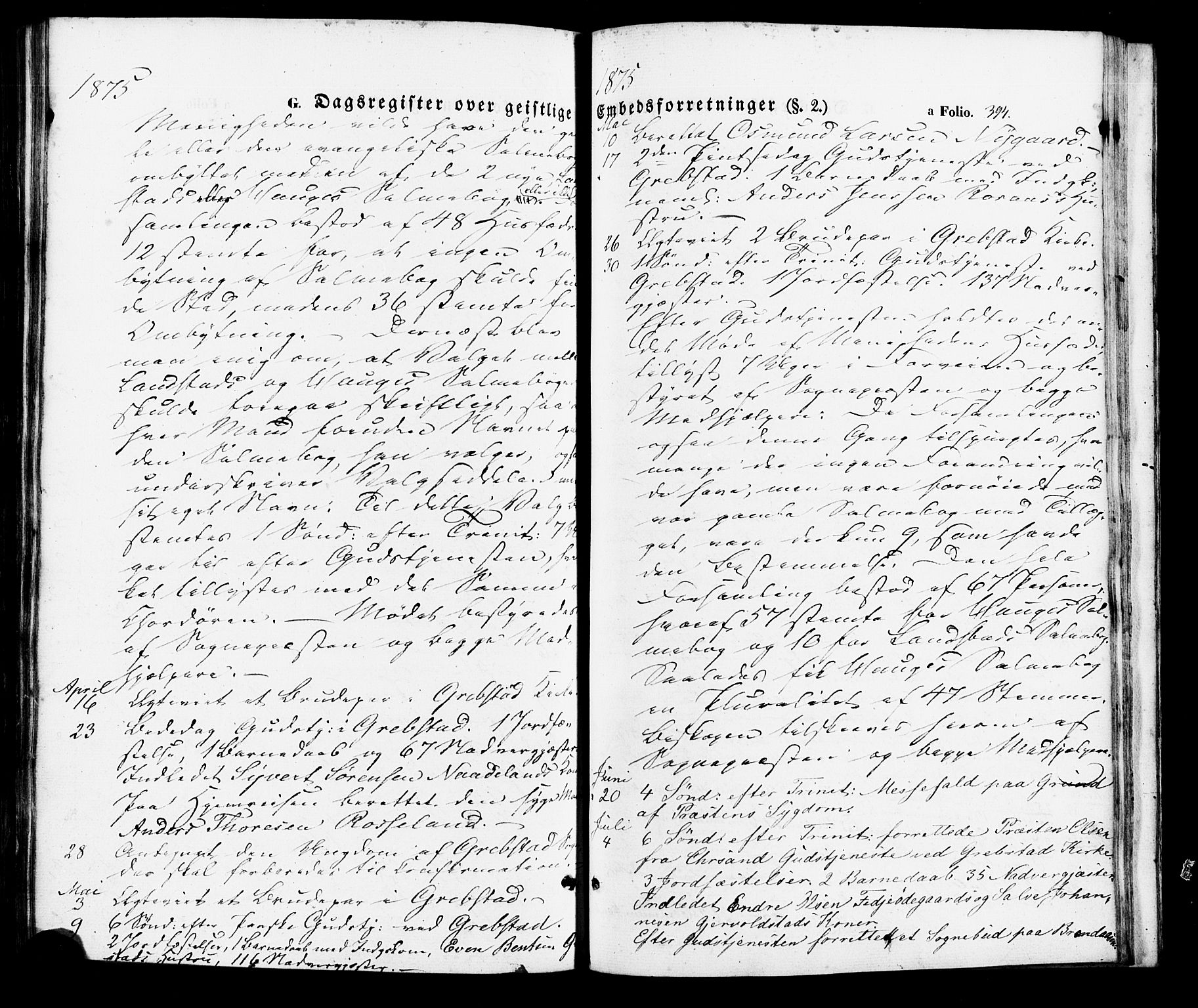 Søgne sokneprestkontor, SAK/1111-0037/F/Fa/Faa/L0002: Parish register (official) no. A 2, 1854-1882, p. 394
