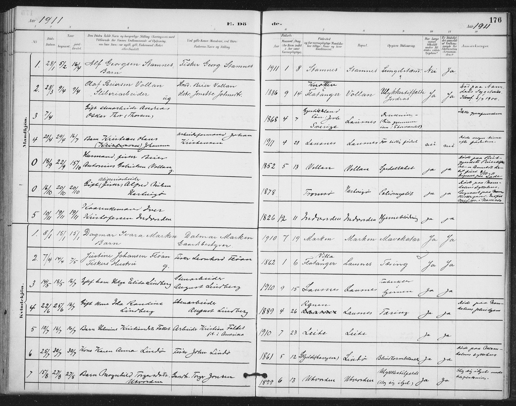 Ministerialprotokoller, klokkerbøker og fødselsregistre - Nord-Trøndelag, SAT/A-1458/772/L0603: Parish register (official) no. 772A01, 1885-1912, p. 176
