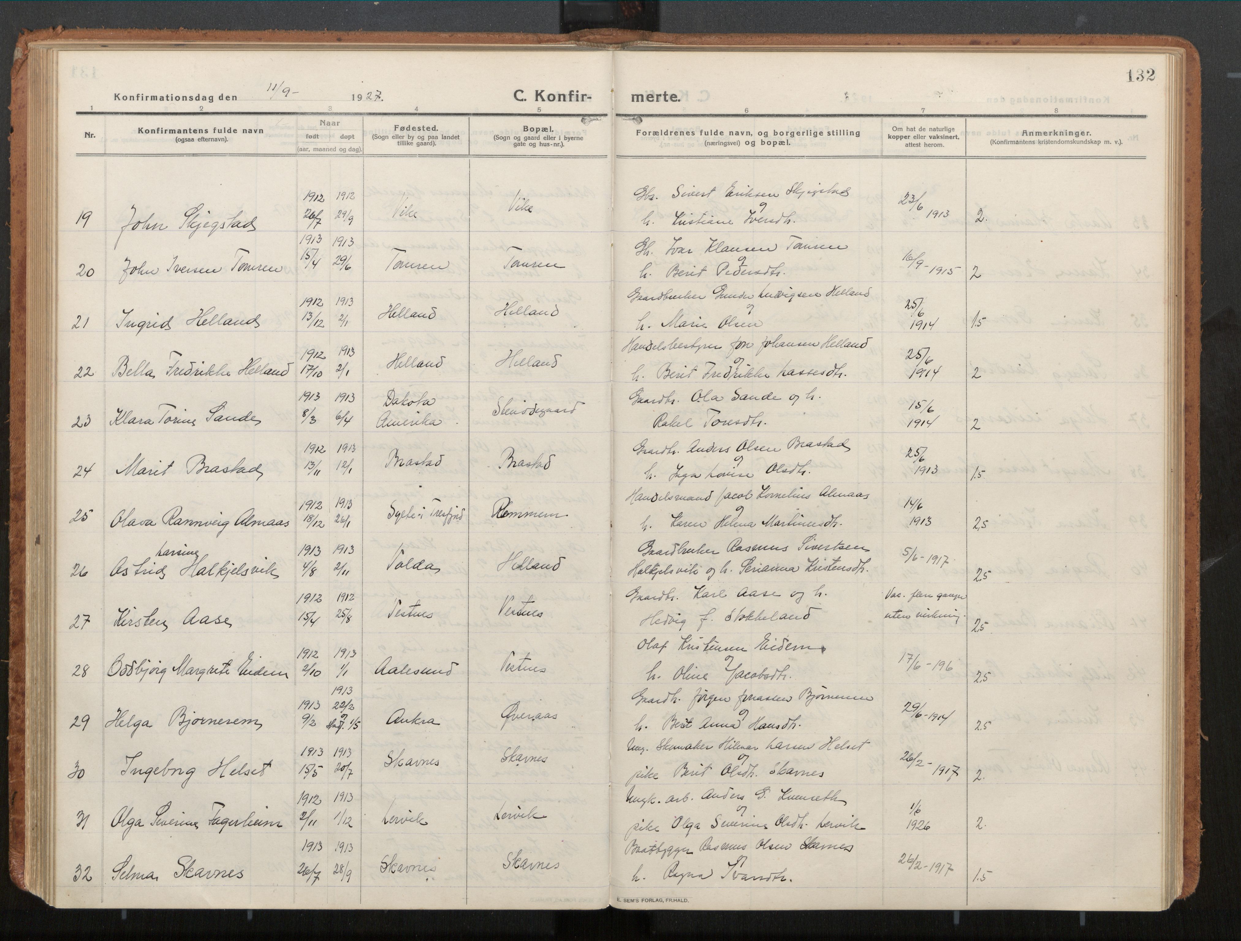 Ministerialprotokoller, klokkerbøker og fødselsregistre - Møre og Romsdal, AV/SAT-A-1454/539/L0534a: Parish register (official) no. 539A08, 1912-1935, p. 132