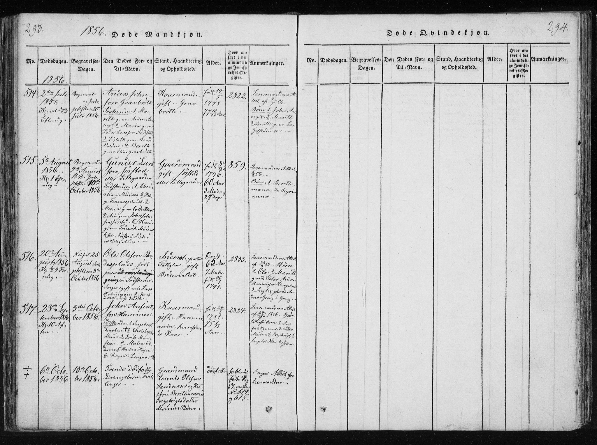 Ministerialprotokoller, klokkerbøker og fødselsregistre - Nord-Trøndelag, SAT/A-1458/749/L0469: Parish register (official) no. 749A03, 1817-1857, p. 293-294