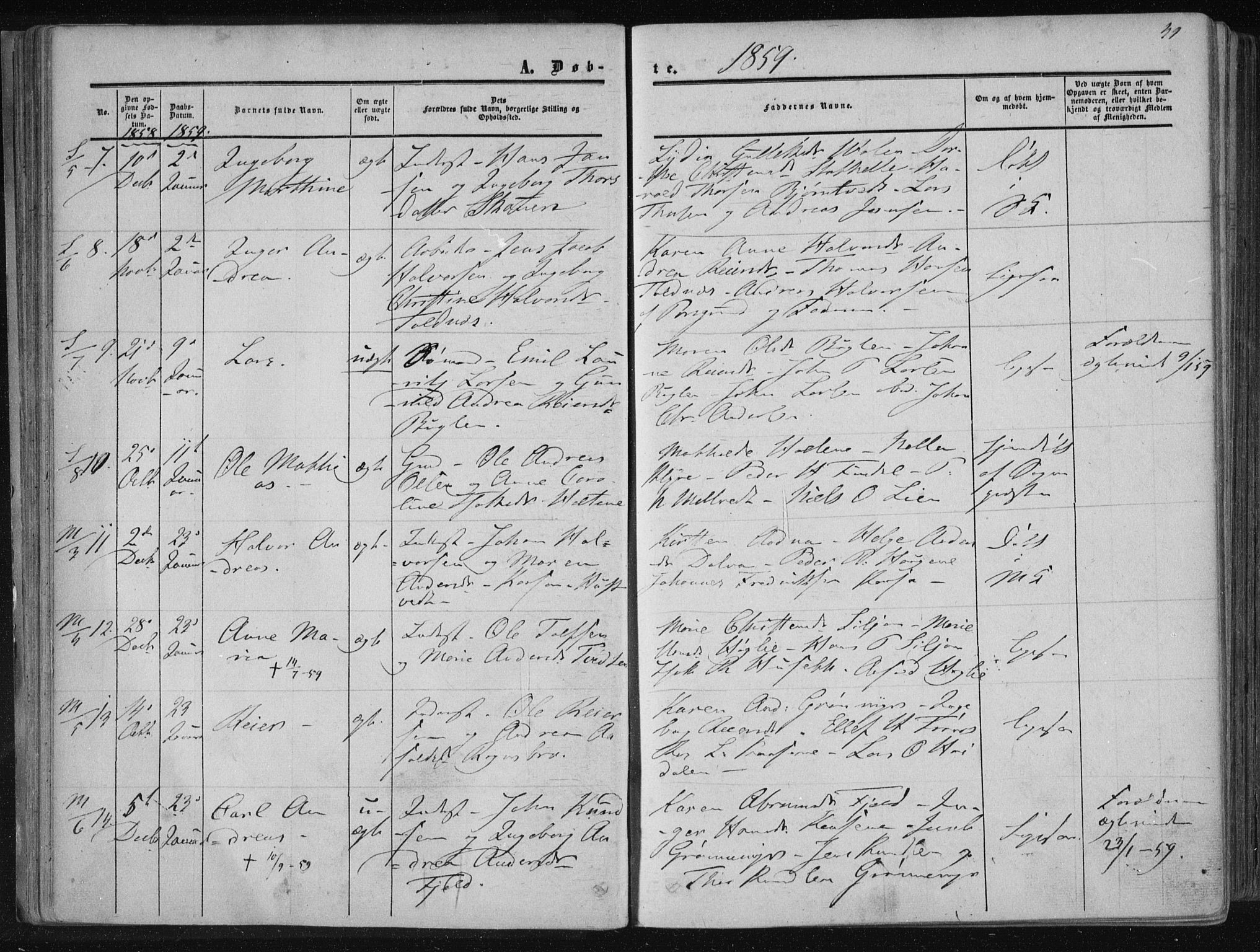 Solum kirkebøker, AV/SAKO-A-306/F/Fa/L0007: Parish register (official) no. I 7, 1856-1864, p. 49