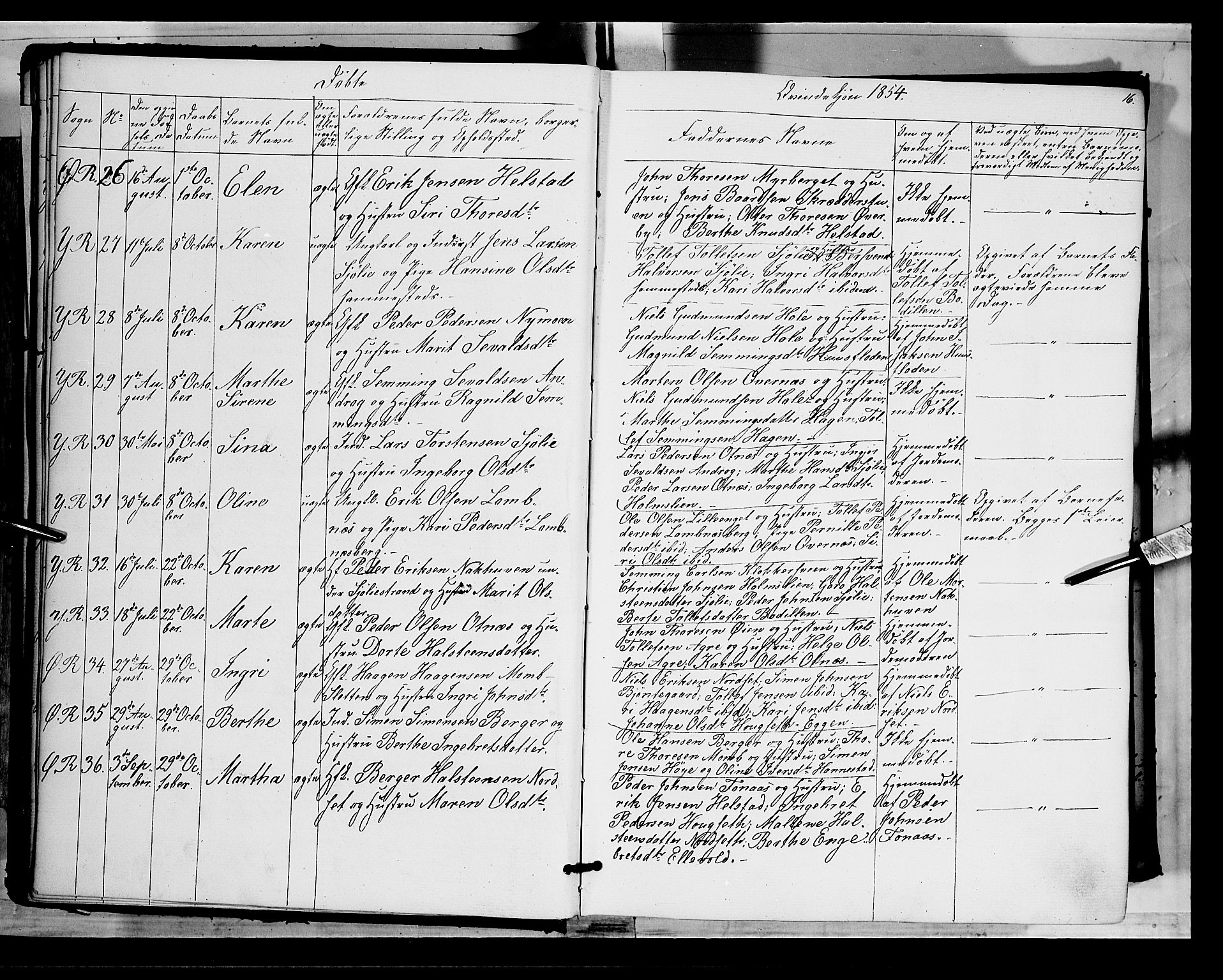 Rendalen prestekontor, SAH/PREST-054/H/Ha/Haa/L0005: Parish register (official) no. 5, 1853-1866, p. 16