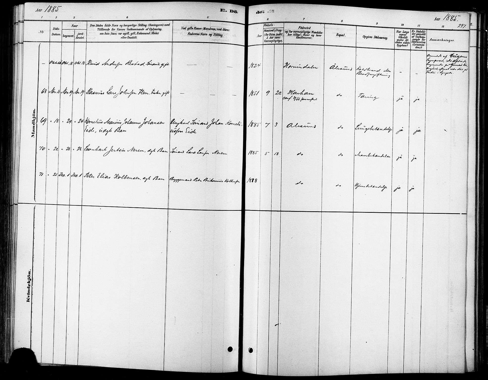 Ministerialprotokoller, klokkerbøker og fødselsregistre - Møre og Romsdal, AV/SAT-A-1454/529/L0454: Parish register (official) no. 529A04, 1878-1885, p. 297