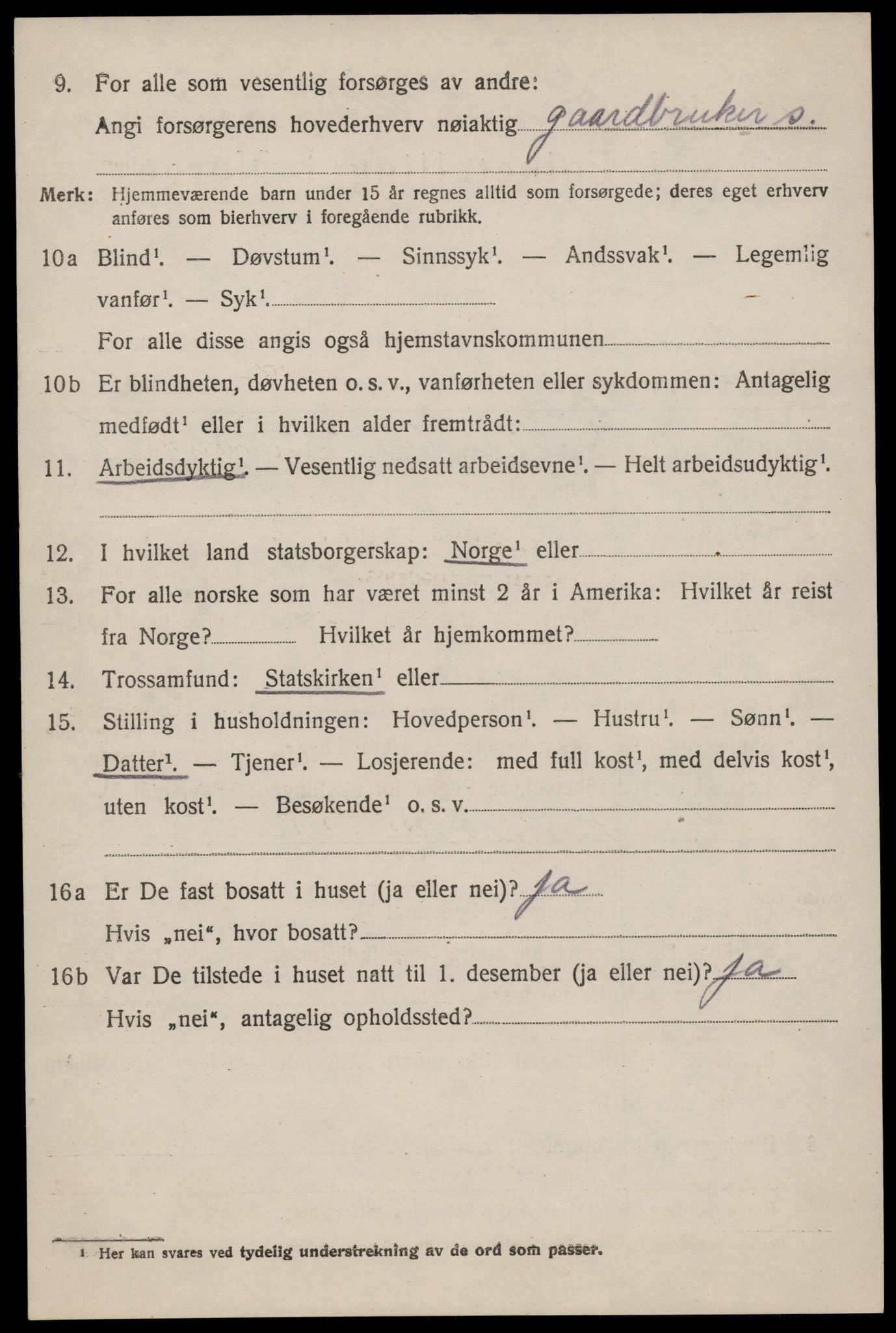 SAST, 1920 census for Håland, 1920, p. 5040