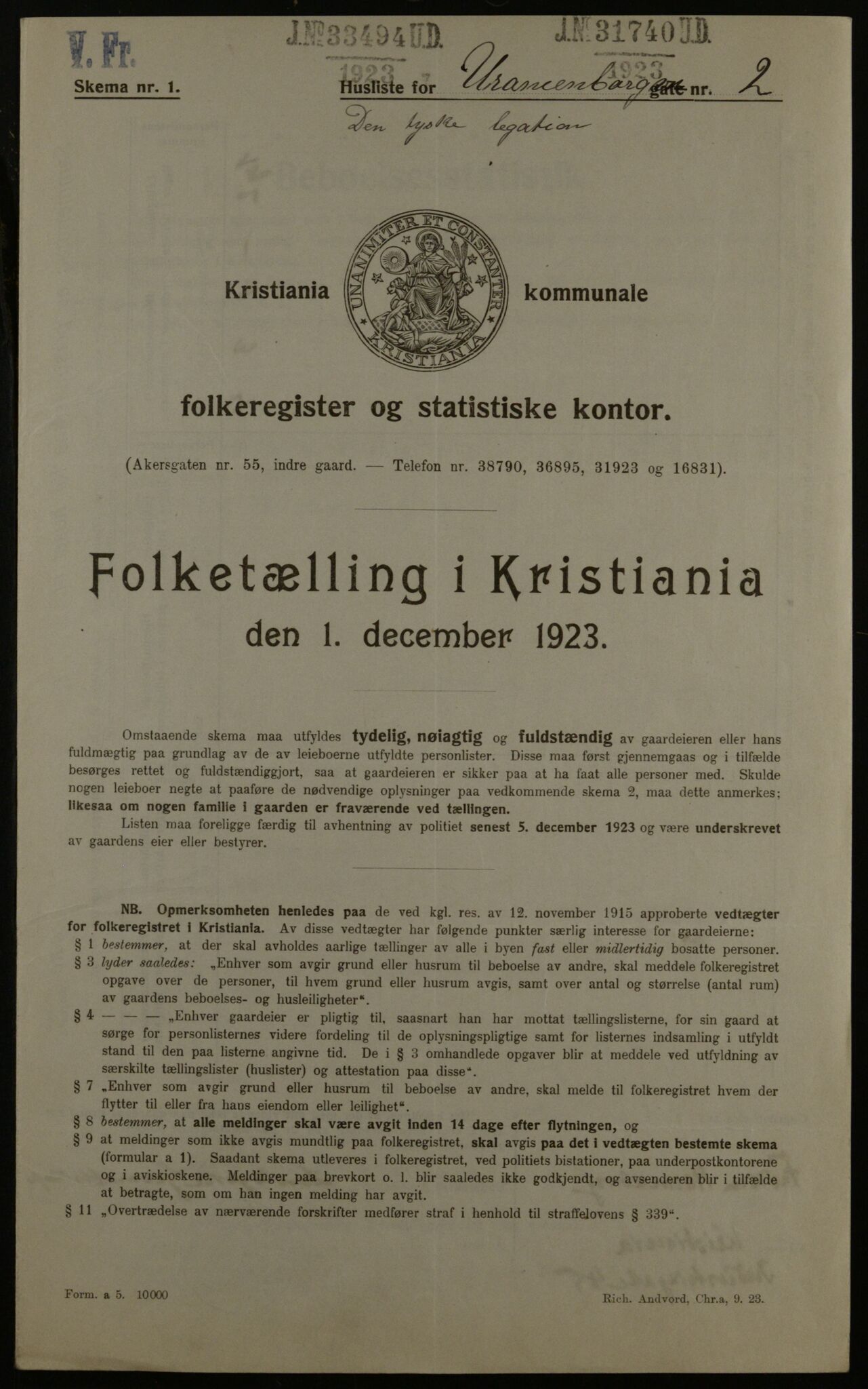 OBA, Municipal Census 1923 for Kristiania, 1923, p. 133049