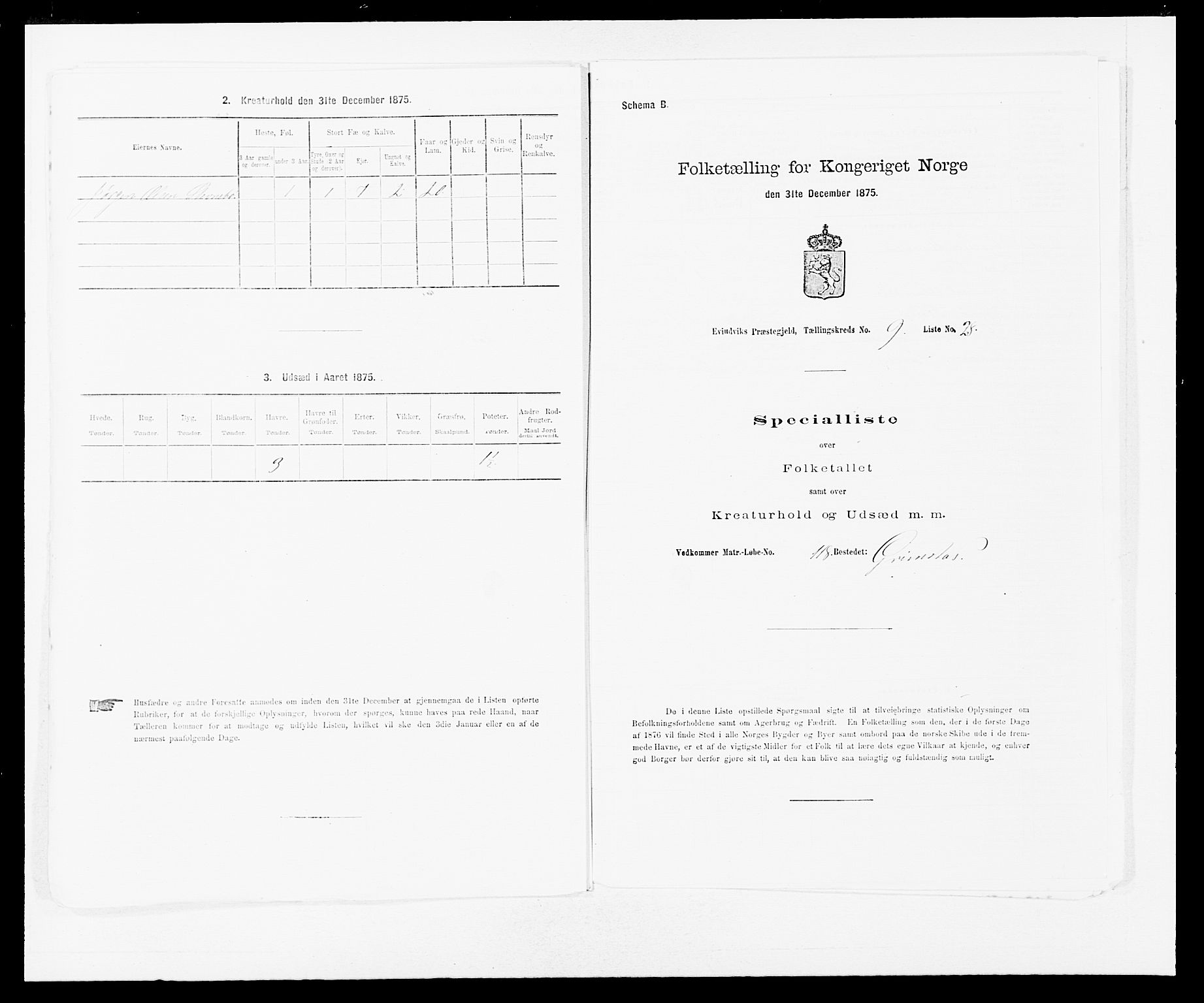 SAB, 1875 census for 1411P Eivindvik, 1875, p. 911