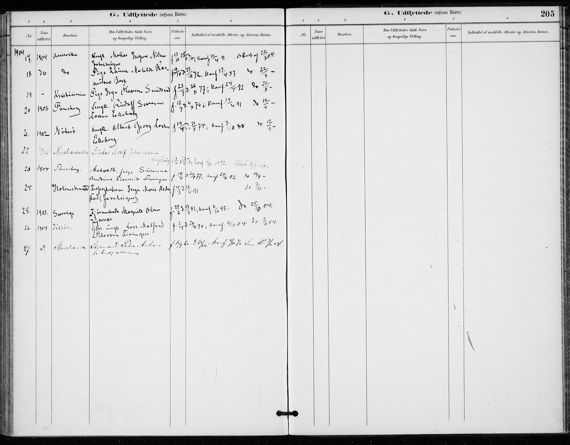 Sem kirkebøker, AV/SAKO-A-5/F/Fa/L0011: Parish register (official) no. I 11, 1888-1904, p. 205