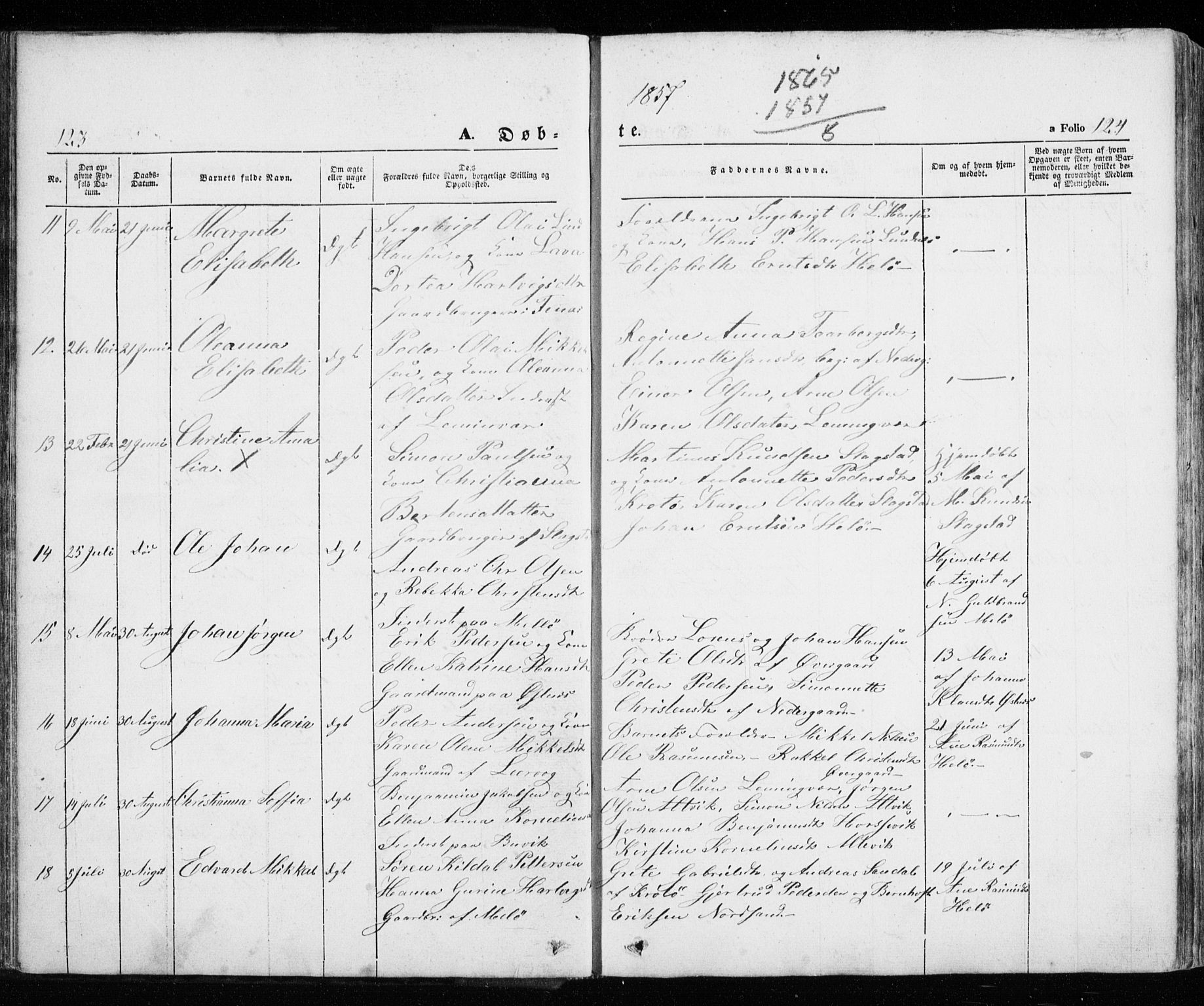 Trondenes sokneprestkontor, SATØ/S-1319/H/Ha/L0010kirke: Parish register (official) no. 10, 1840-1865, p. 123-124