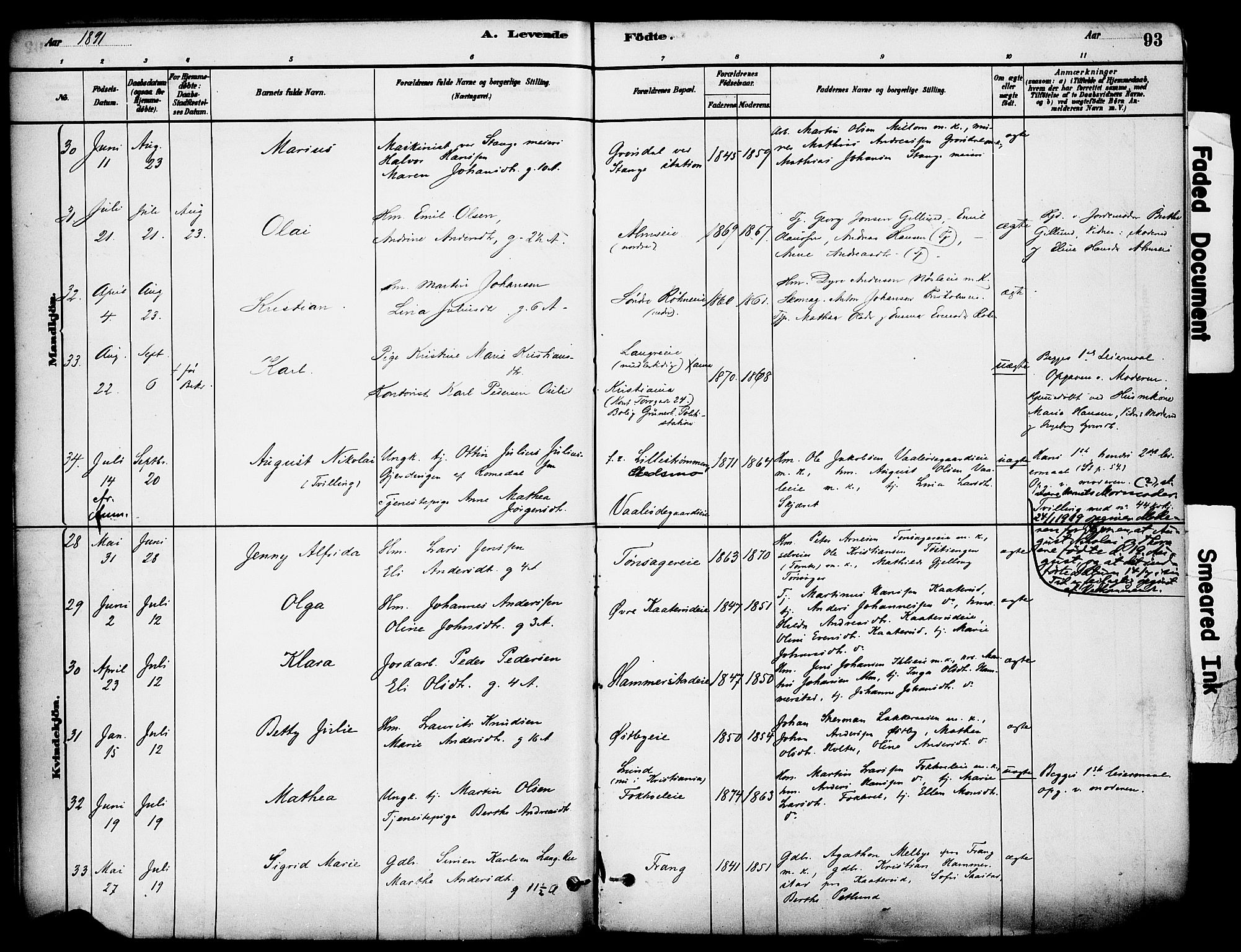 Stange prestekontor, AV/SAH-PREST-002/K/L0017: Parish register (official) no. 17, 1880-1893, p. 93