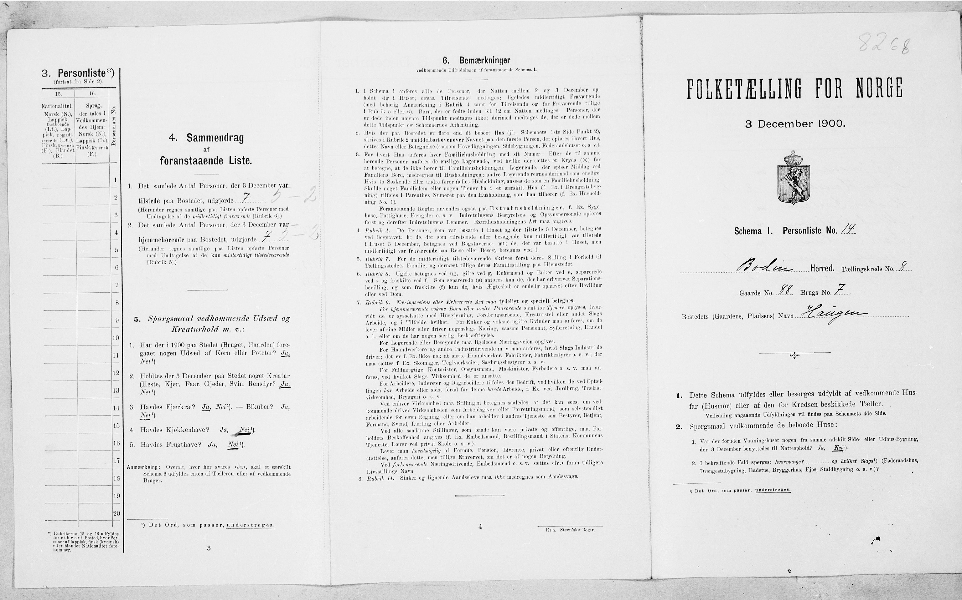 SAT, 1900 census for Bodin, 1900, p. 1236