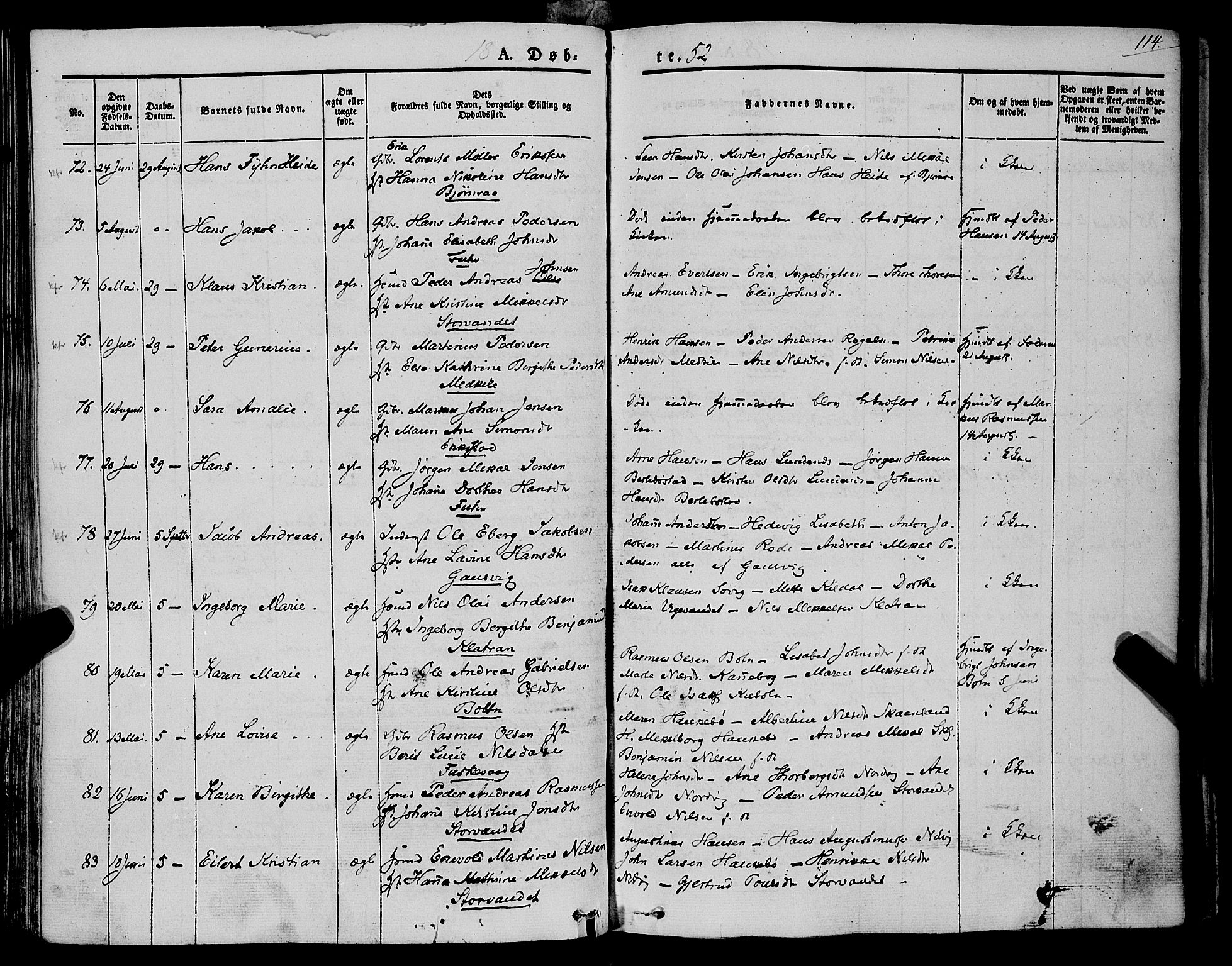 Trondenes sokneprestkontor, AV/SATØ-S-1319/H/Ha/L0009kirke: Parish register (official) no. 9, 1841-1852, p. 114