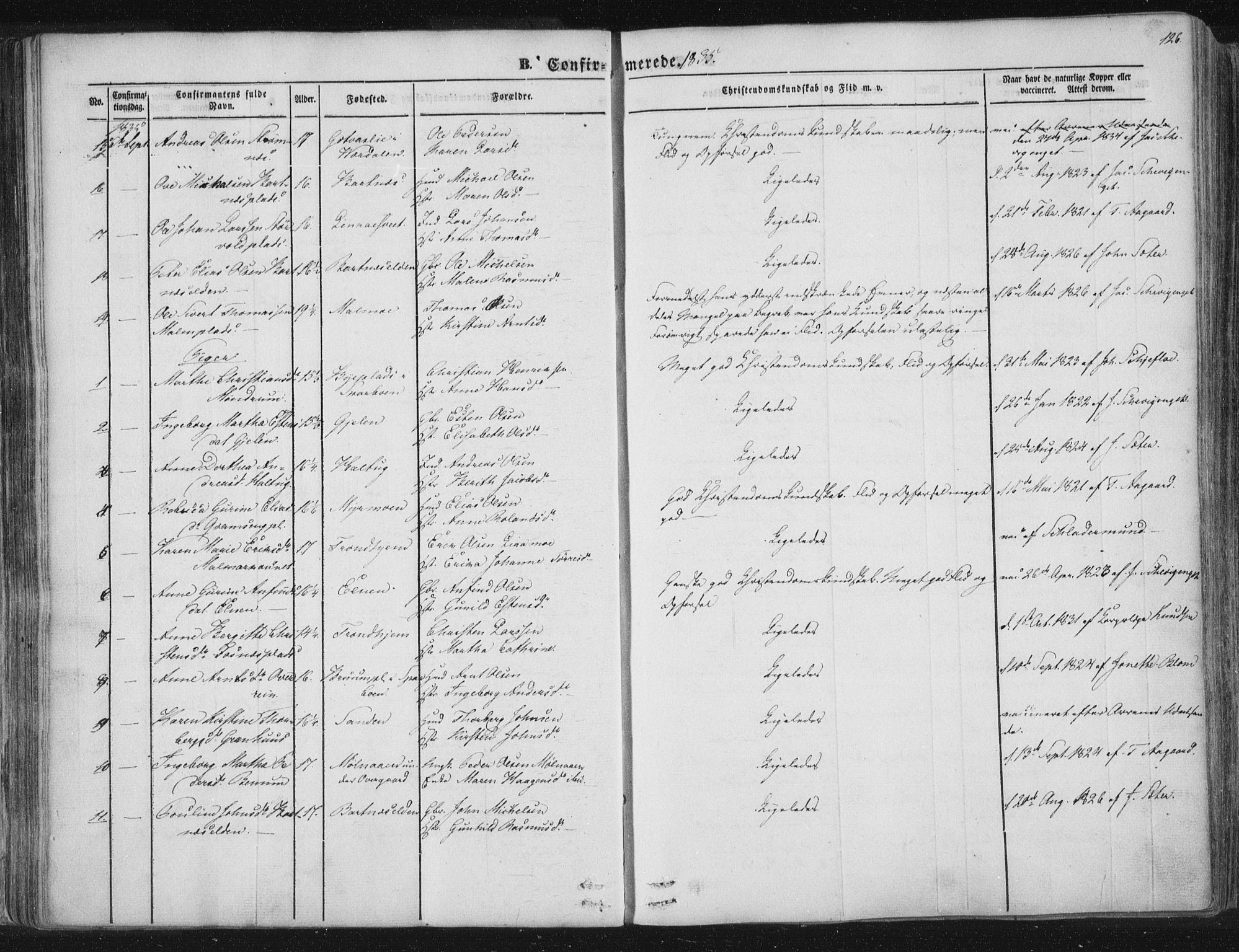 Ministerialprotokoller, klokkerbøker og fødselsregistre - Nord-Trøndelag, AV/SAT-A-1458/741/L0392: Parish register (official) no. 741A06, 1836-1848, p. 126