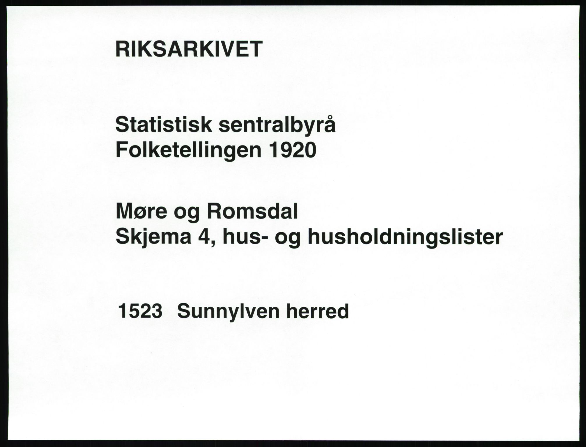 SAT, 1920 census for Sunnylven, 1920, p. 56