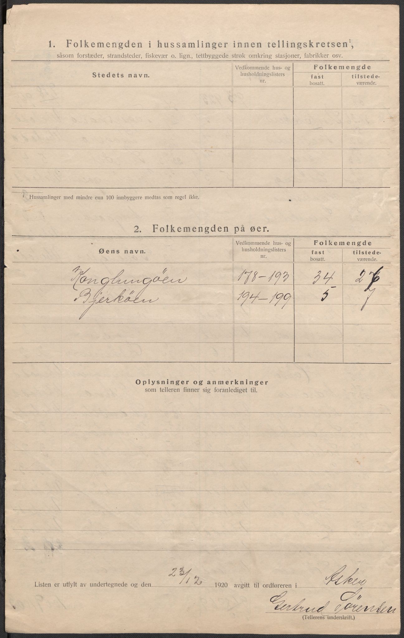 SAO, 1920 census for Asker, 1920, p. 23