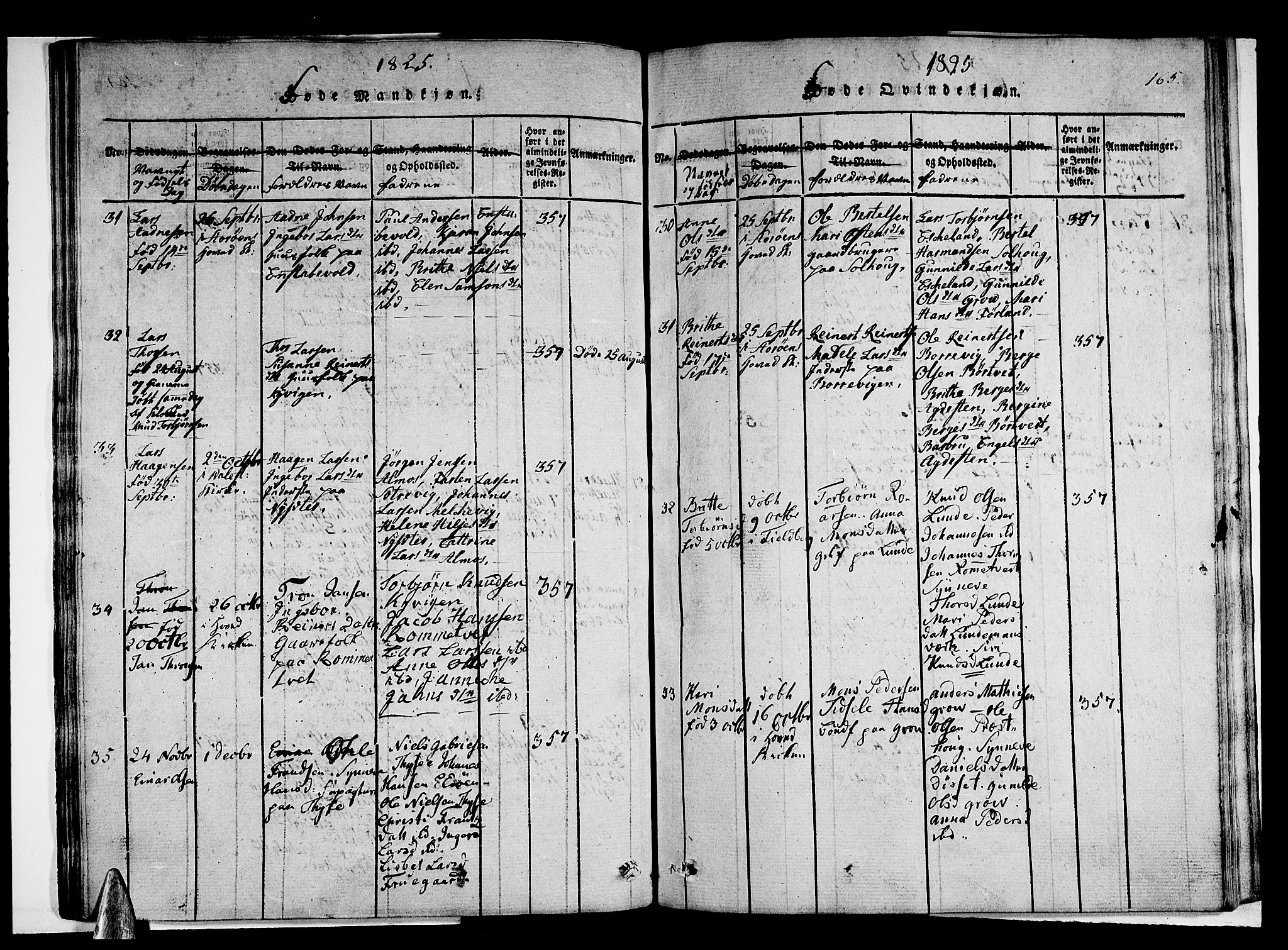 Stord sokneprestembete, AV/SAB-A-78201/H/Haa: Parish register (official) no. A 5, 1816-1825, p. 165