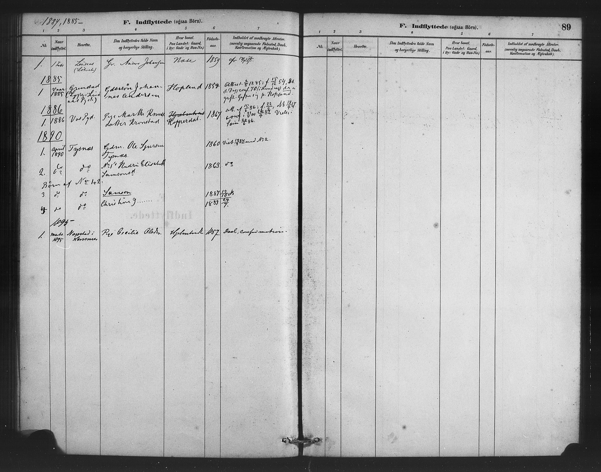 Alversund Sokneprestembete, SAB/A-73901/H/Ha/Haa/Haad/L0001: Parish register (official) no. D 1, 1880-1898, p. 89