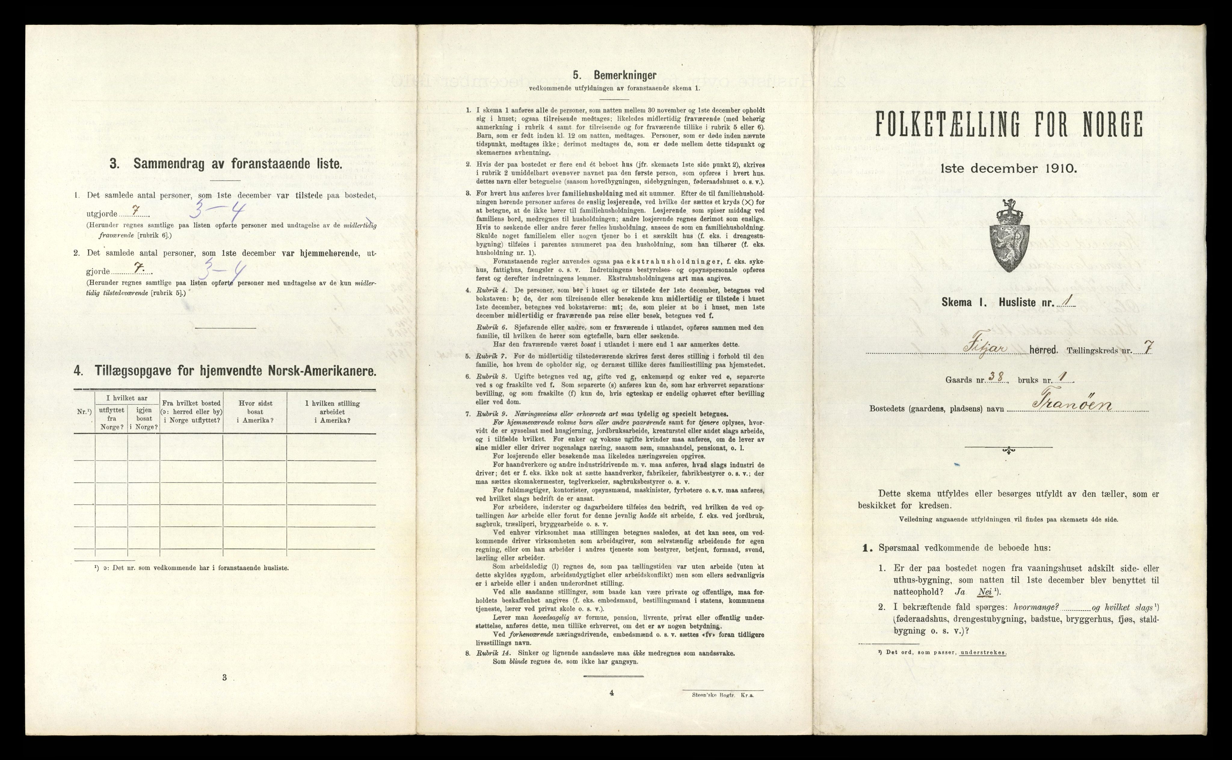 RA, 1910 census for Fitjar, 1910, p. 393
