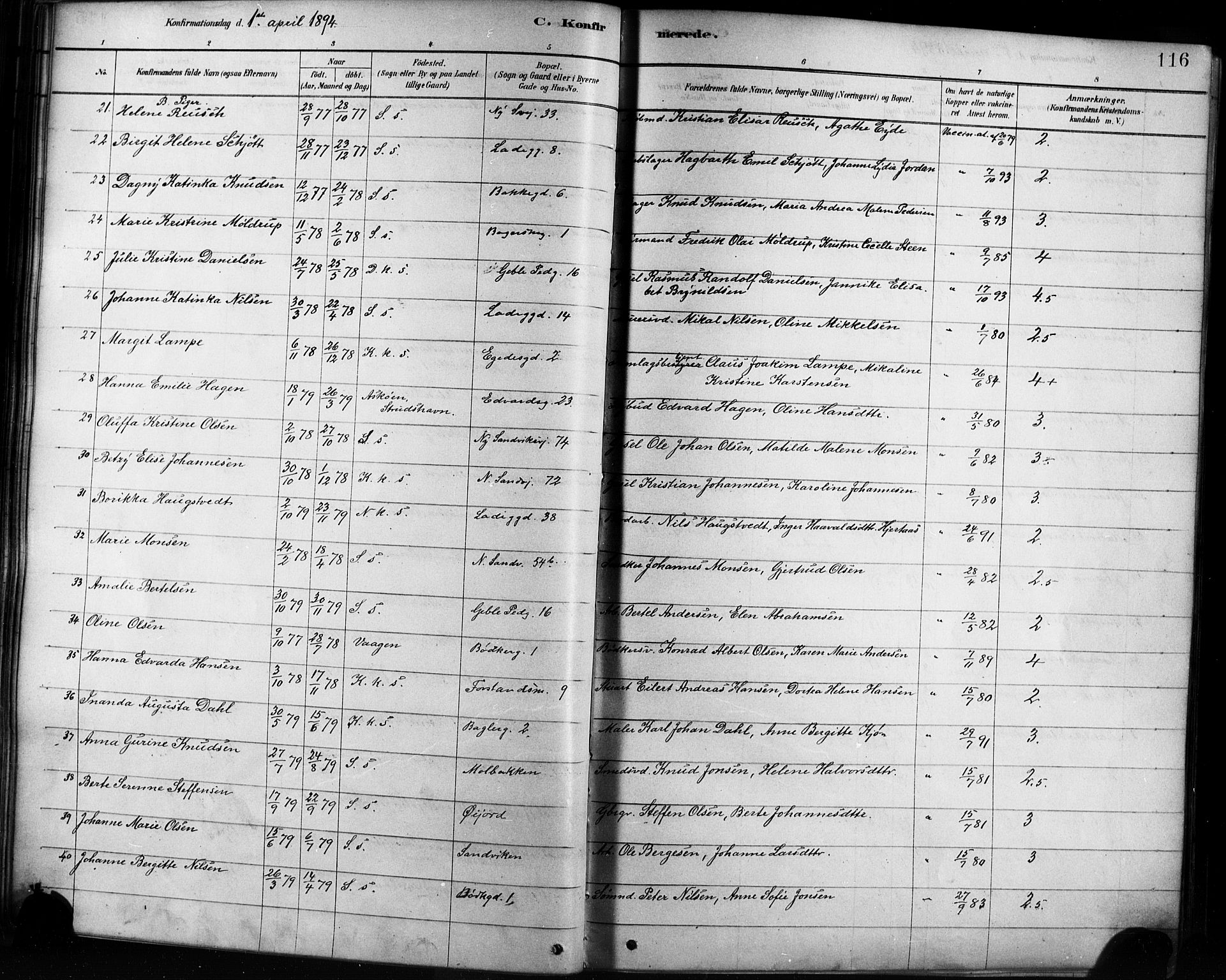 Sandviken Sokneprestembete, SAB/A-77601/H/Ha/L0002: Parish register (official) no. A 2, 1878-1896, p. 116