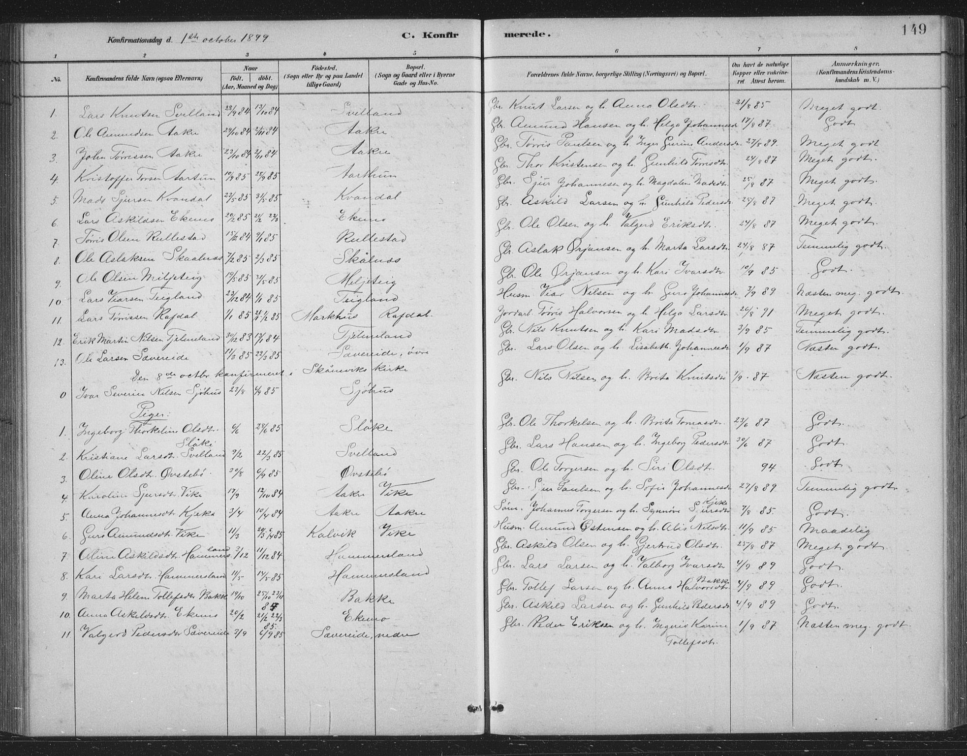 Skånevik sokneprestembete, SAB/A-77801/H/Hab: Parish register (copy) no. B 2, 1881-1920, p. 149