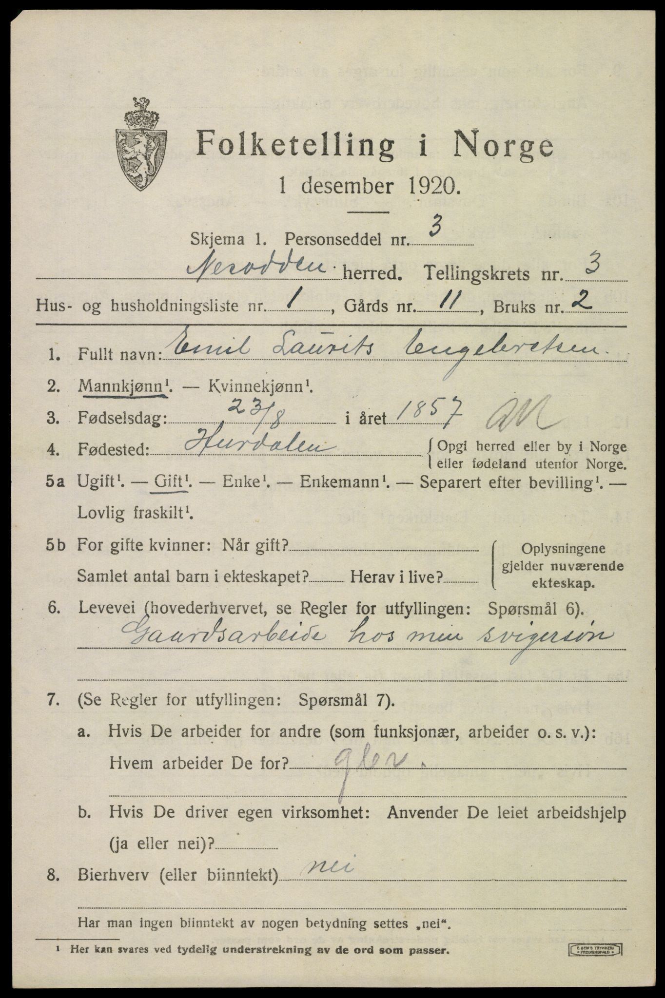 SAO, 1920 census for Nesodden, 1920, p. 3141