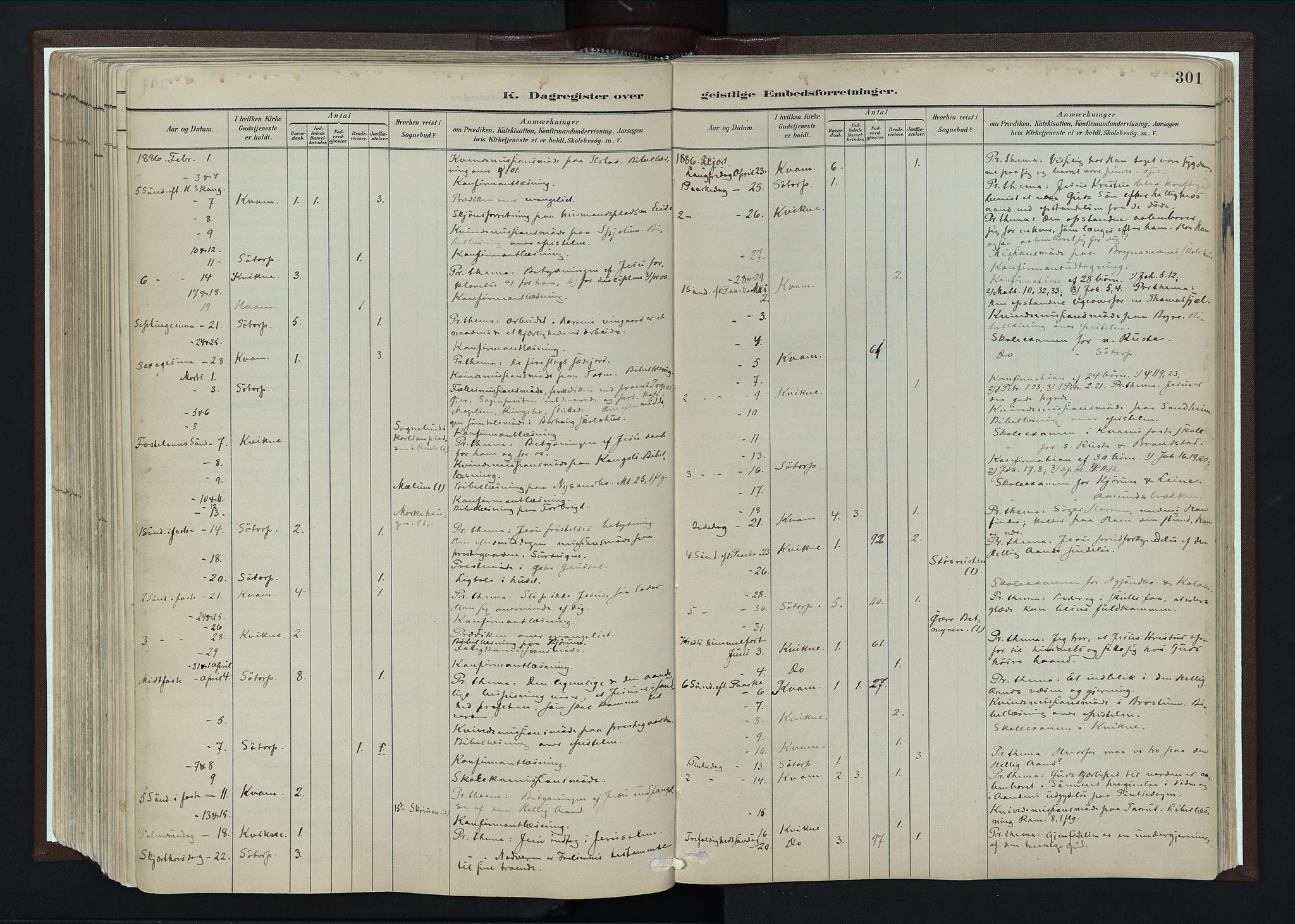 Nord-Fron prestekontor, SAH/PREST-080/H/Ha/Haa/L0004: Parish register (official) no. 4, 1884-1914, p. 301