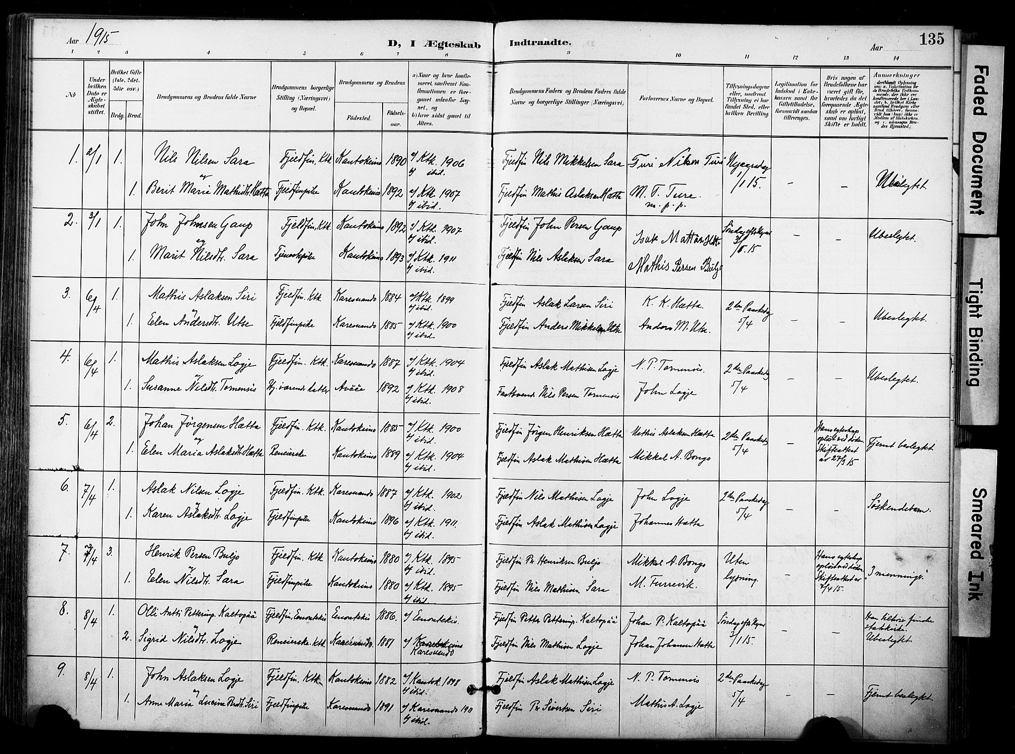 Kautokeino sokneprestembete, SATØ/S-1340/H/Ha/L0005.kirke: Parish register (official) no. 5, 1896-1916, p. 135