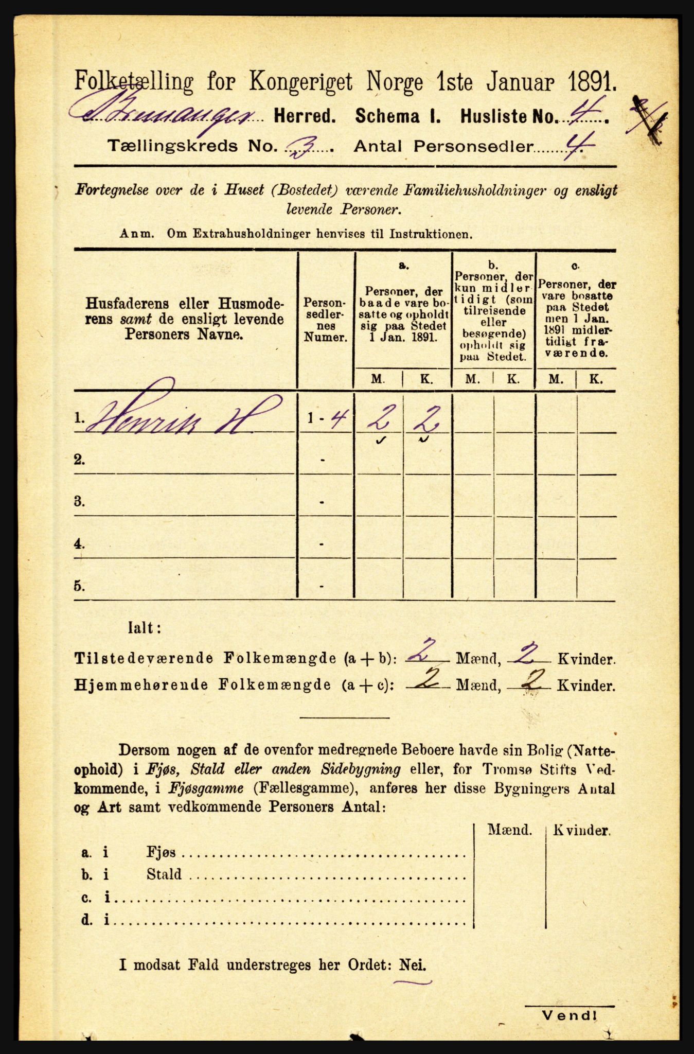 RA, 1891 census for 1438 Bremanger, 1891, p. 890