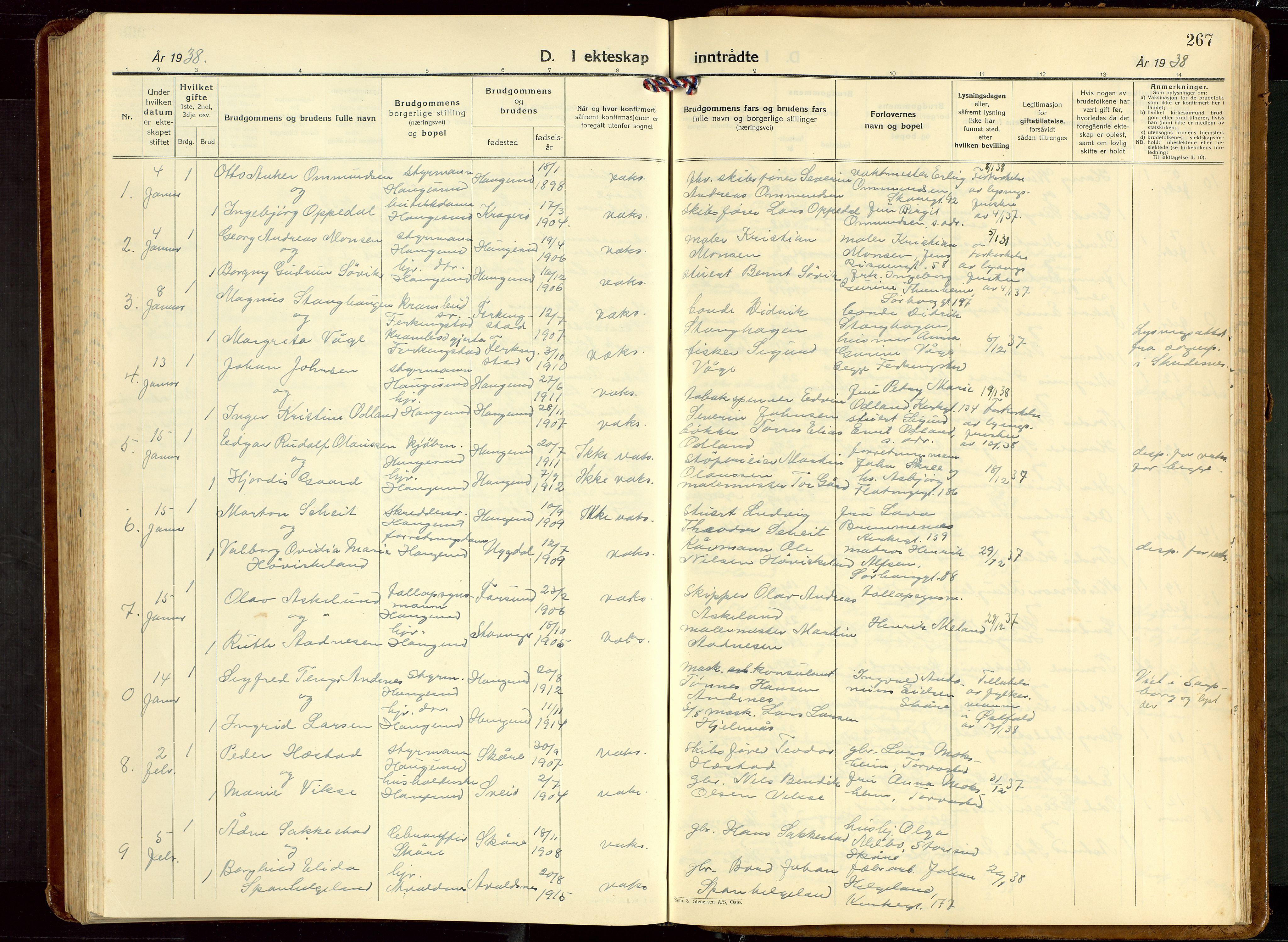 Haugesund sokneprestkontor, AV/SAST-A -101863/H/Ha/Hab/L0013: Parish register (copy) no. B 13, 1931-1943, p. 267