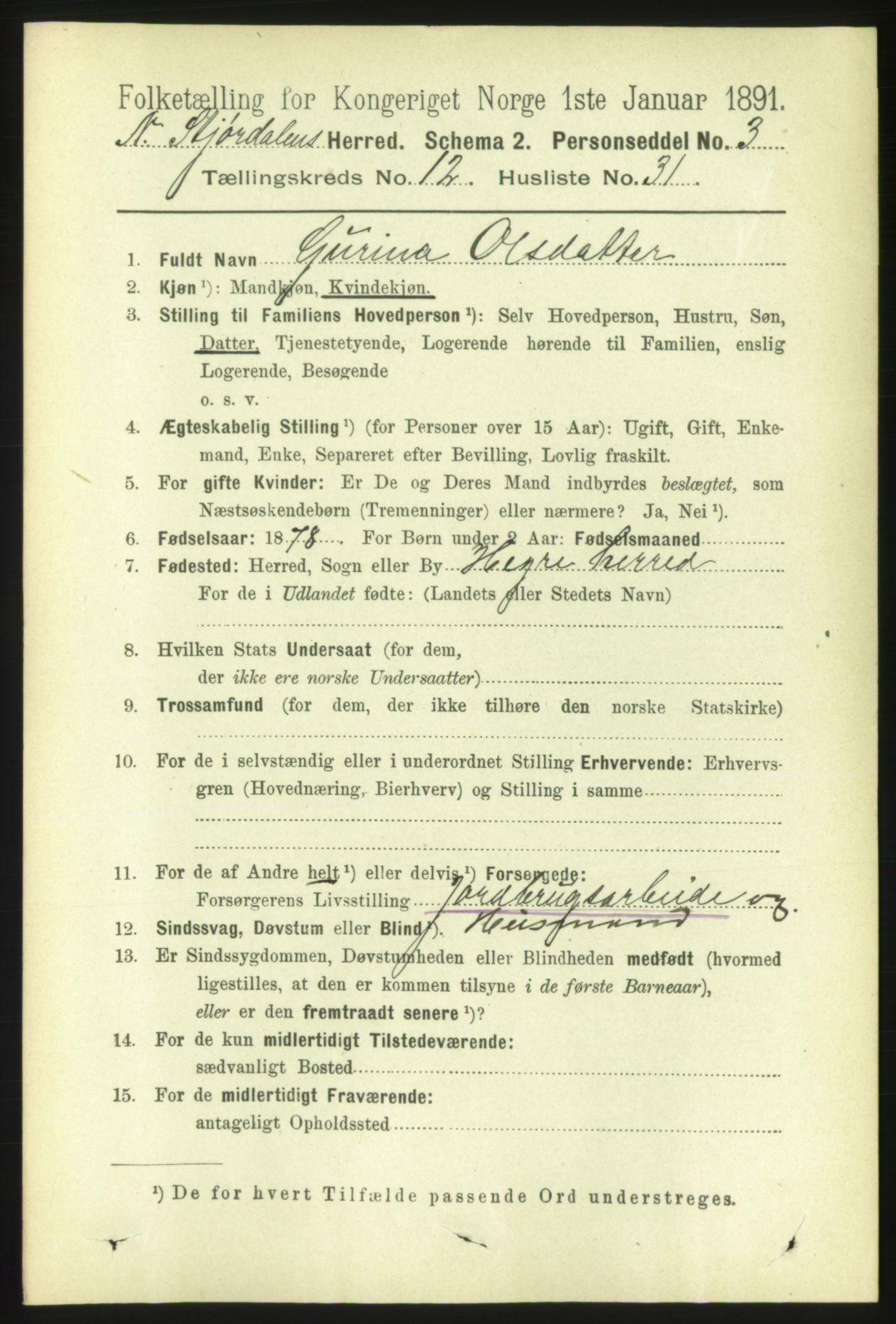 RA, 1891 census for 1714 Nedre Stjørdal, 1891, p. 6170