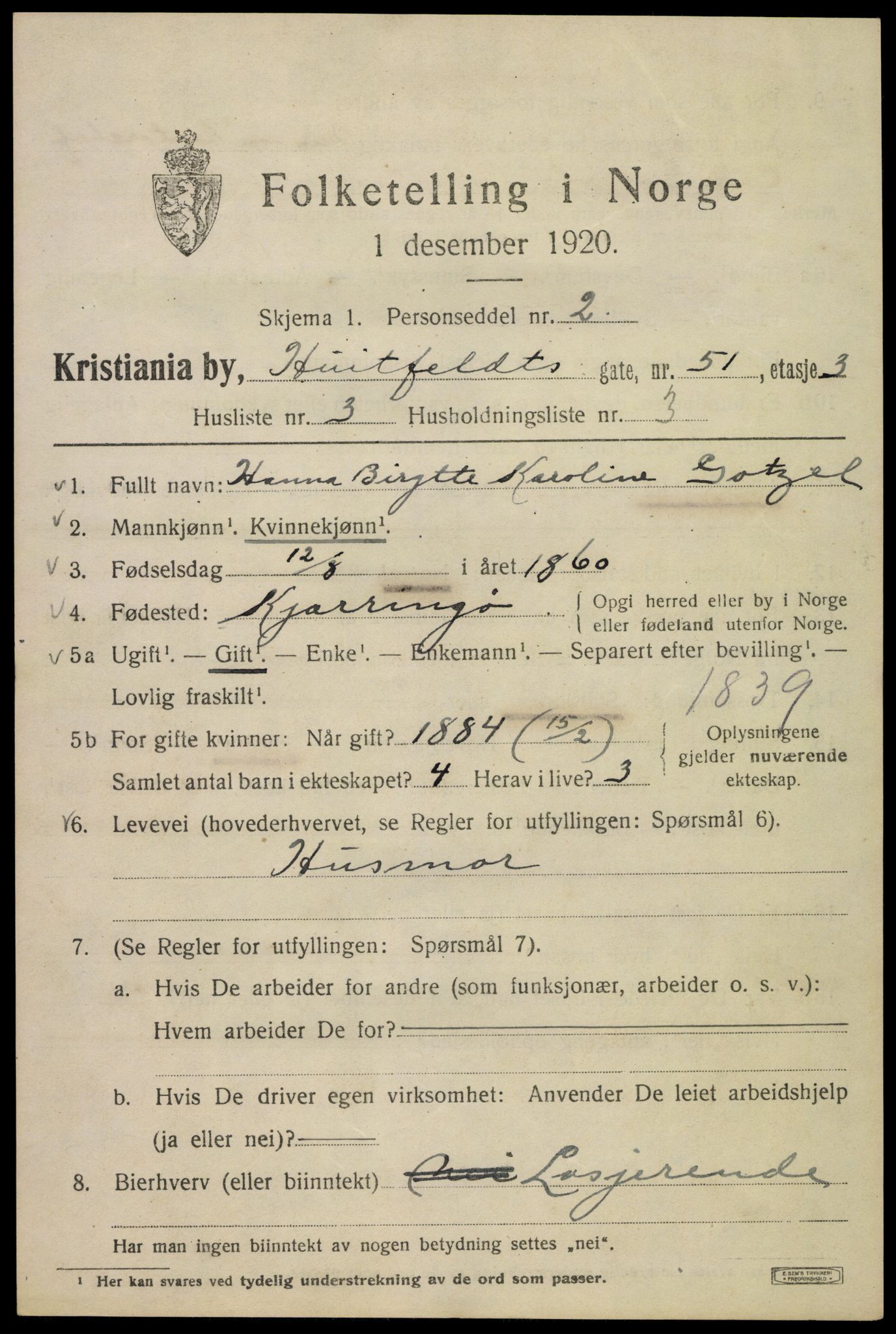 SAO, 1920 census for Kristiania, 1920, p. 301777