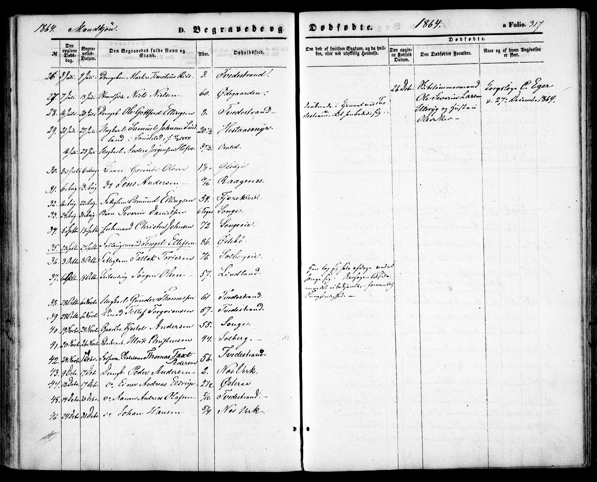 Holt sokneprestkontor, AV/SAK-1111-0021/F/Fa/L0009: Parish register (official) no. A 9, 1861-1871, p. 317