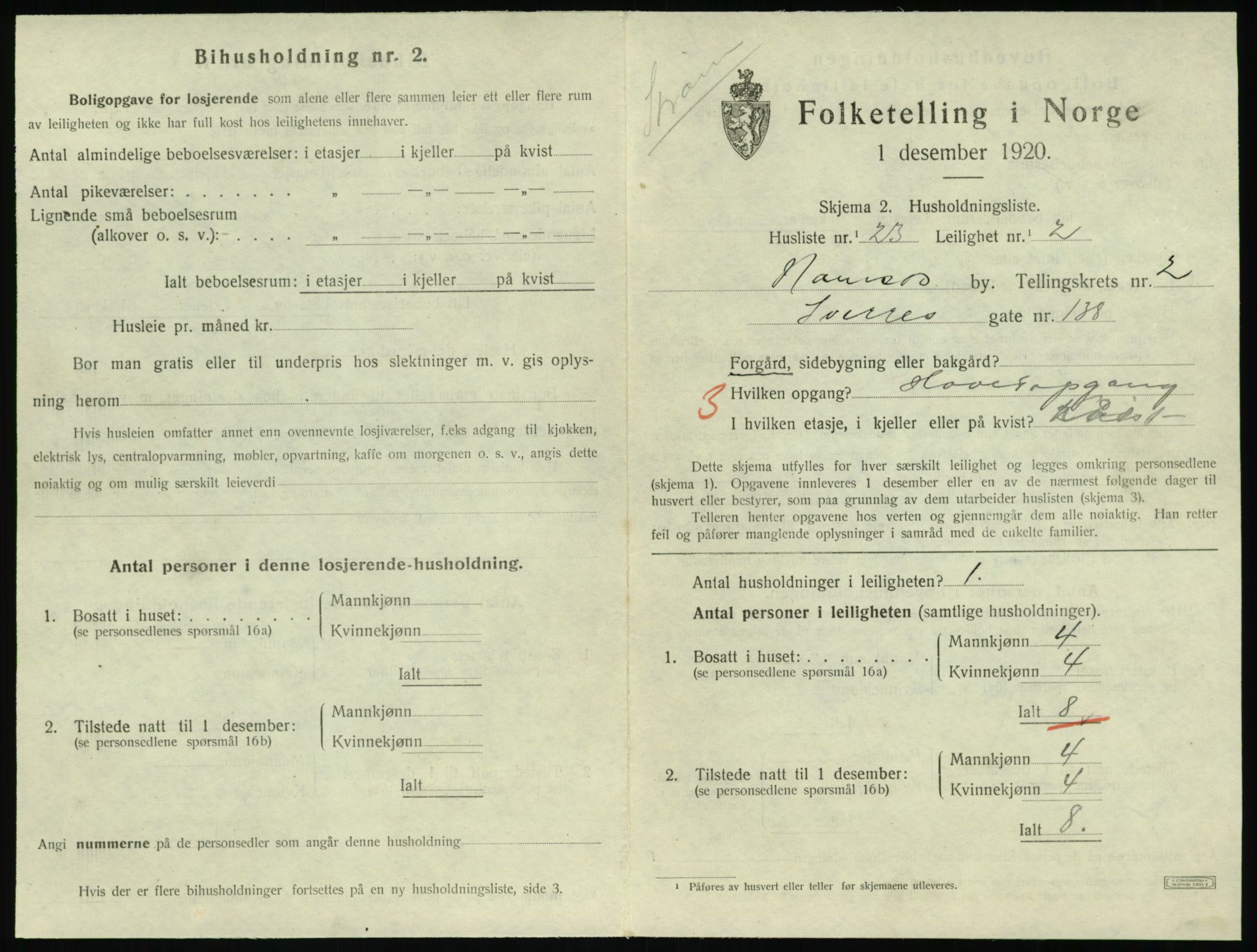 SAT, 1920 census for Namsos, 1920, p. 1047